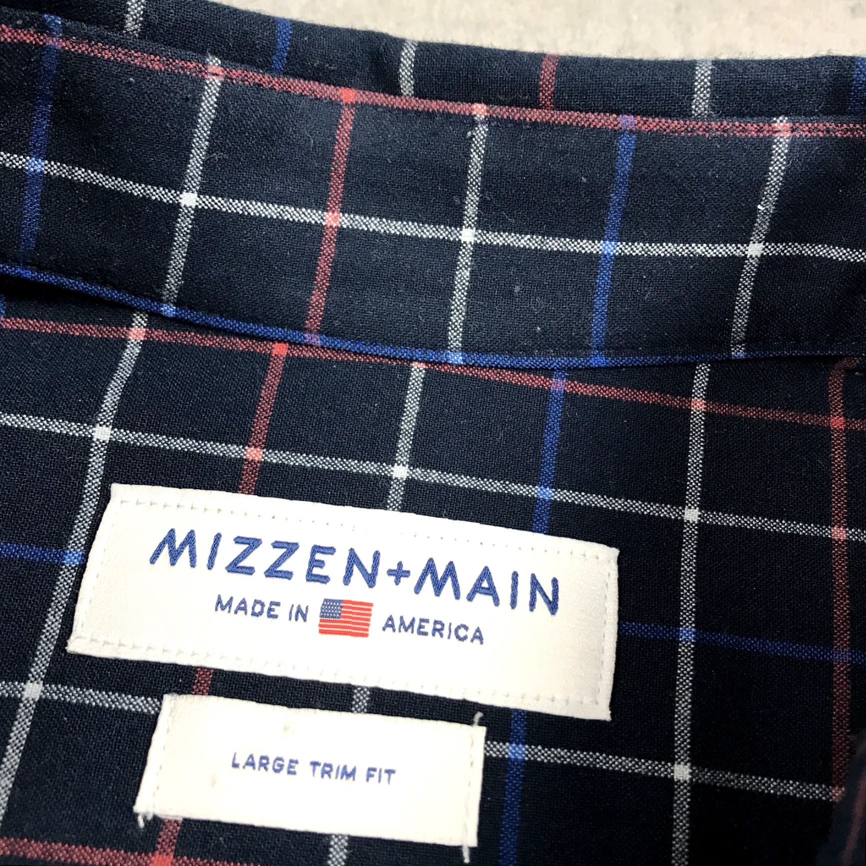 Mizzen+Main Mizzen+Main Shirt Mens Large Trim Fit Blue Check Rayon Made USA Casual Button-Up Size US L / EU 52-54 / 3 - 4 Thumbnail