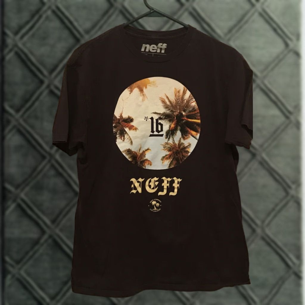 Logo 7 NEFF T-Shirt Black Cotton Short Sleeve Logo Tropical sz L Large Men Mens Size US L / EU 52-54 / 3 - 1 Thumbnail