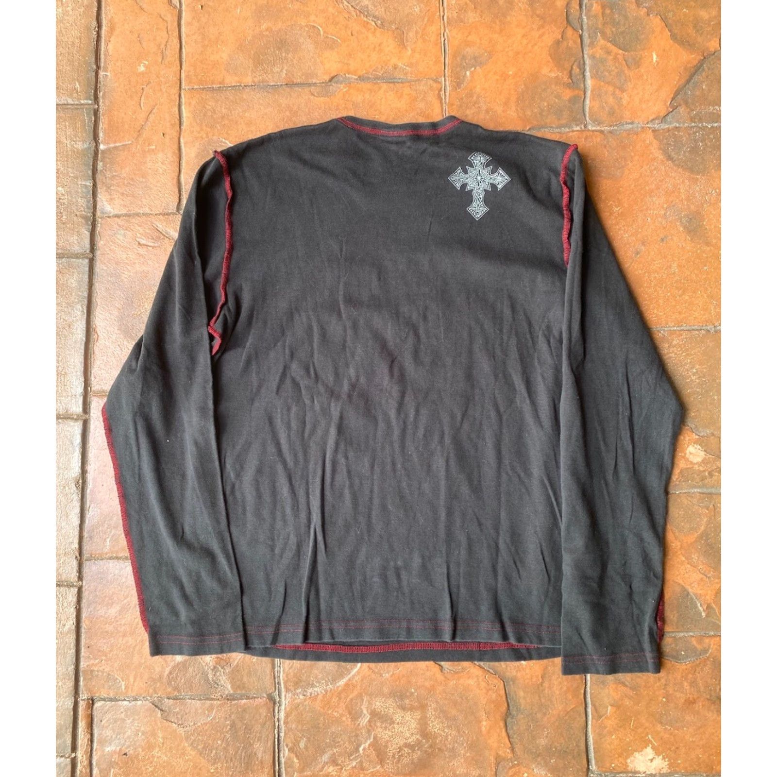 Vintage VINTAGE Salvage Long Sleeve Shirt L Black Y2K Grunge Gothic Hip Hop Theme Mens Slim Knit Cotton Crew Neck Size US L / EU 52-54 / 3 - 3 Thumbnail
