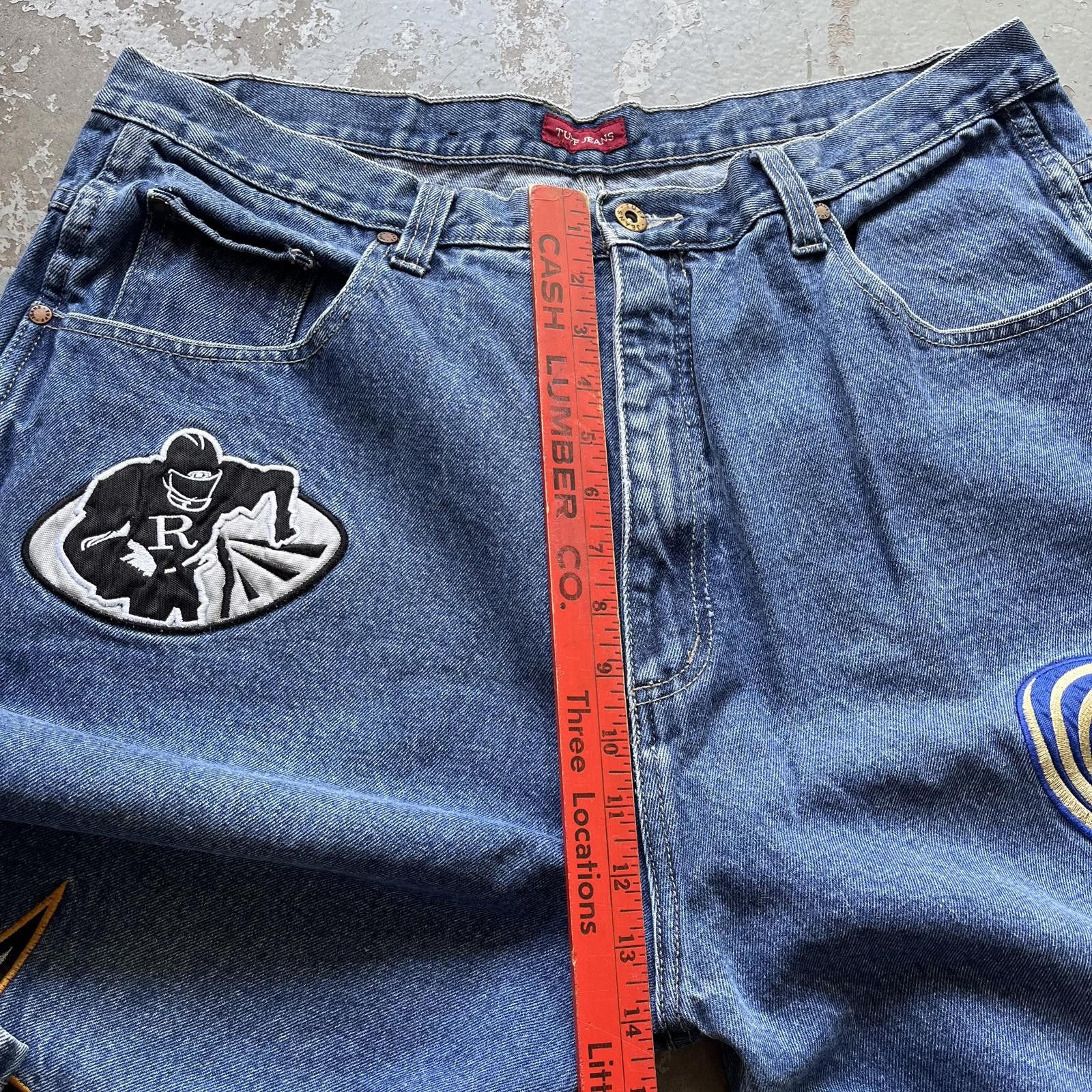 NFL × Vintage Vintage Y2K NFL Teams Embroidery Baggy Grunge Wide Leg Jeans Size US 36 / EU 52 - 4 Thumbnail