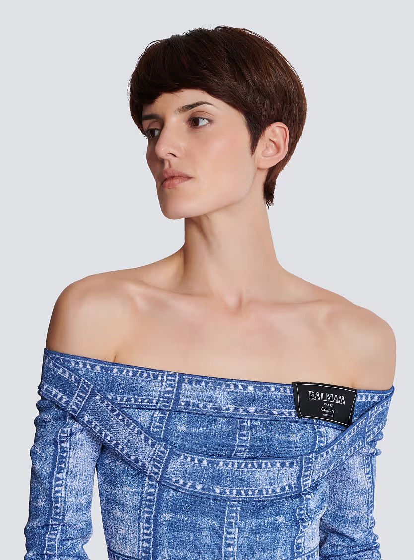 o1s1wg111225 Denim Trompe Loel Top in Blue