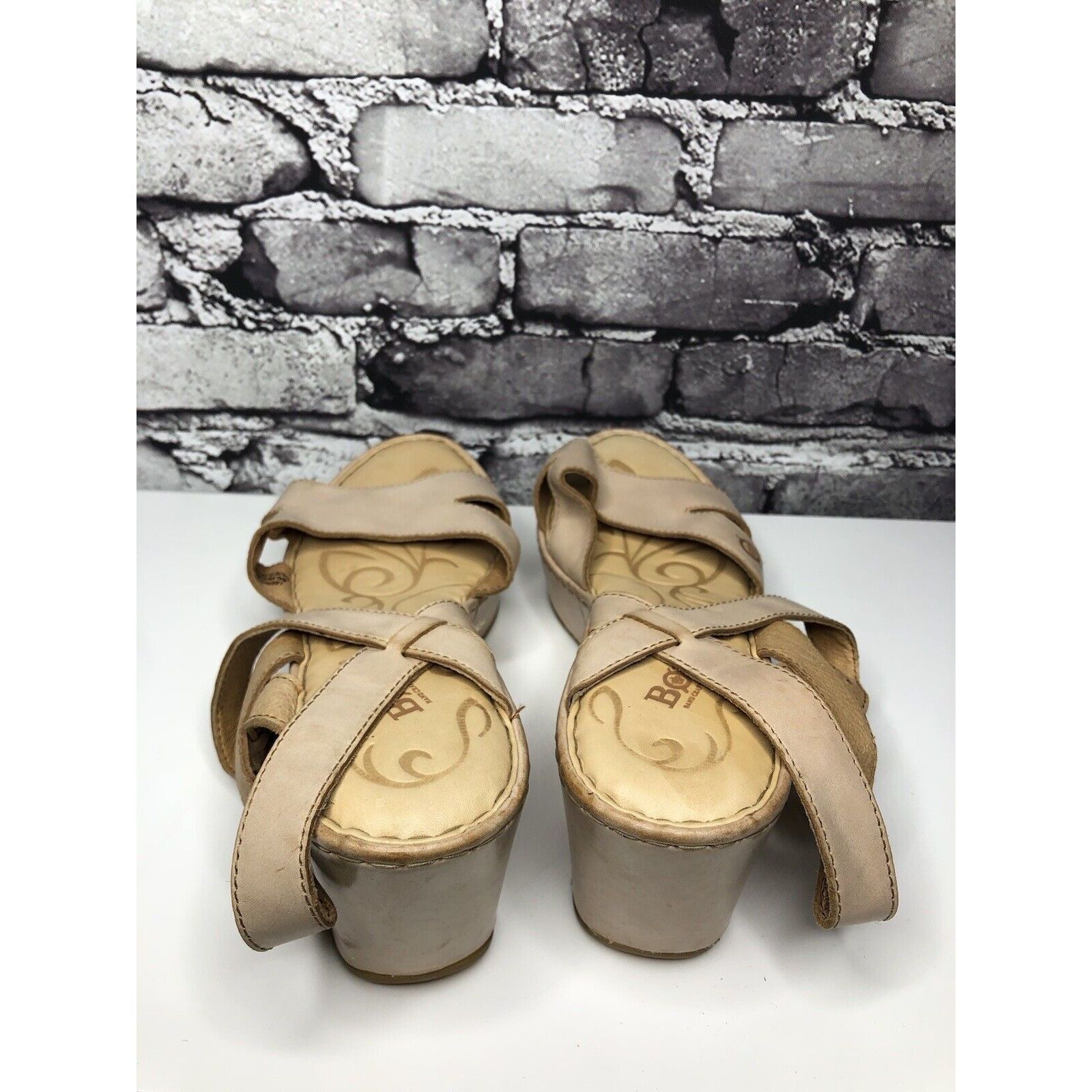 Born Born Light Pink Leather Platform High Wedge Strap Sandals Wo Size US 11 / IT 41 - 3 Thumbnail