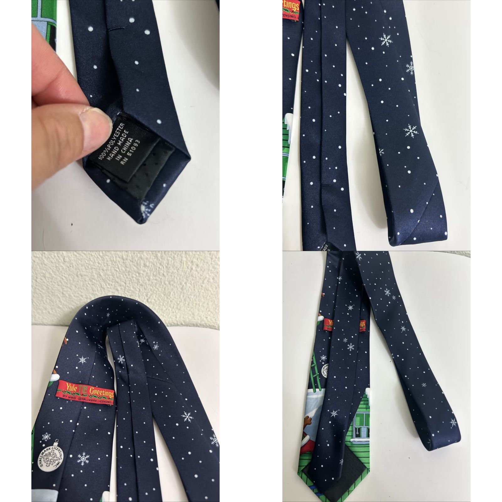 Vintage Yule Tie Christmas Necktie Santa Reindeer Novelty Roof Funny Greetings Holiday Size ONE SIZE - 8 Thumbnail
