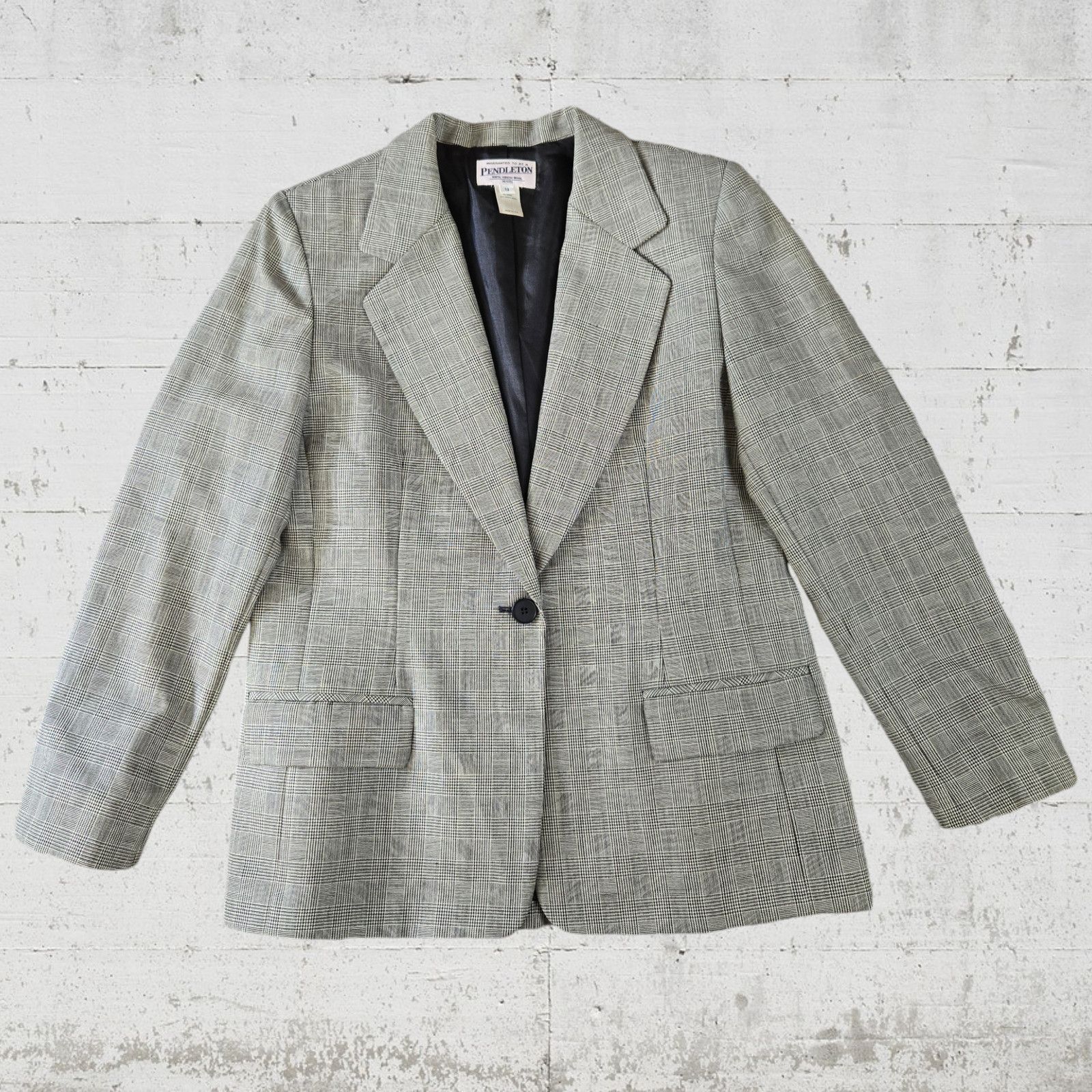 Pendleton Vintage Pendleton Black Houndstooth Wool Blazer Size 12 Size XL / US 12-14 / IT 48-50 - 2 Thumbnail