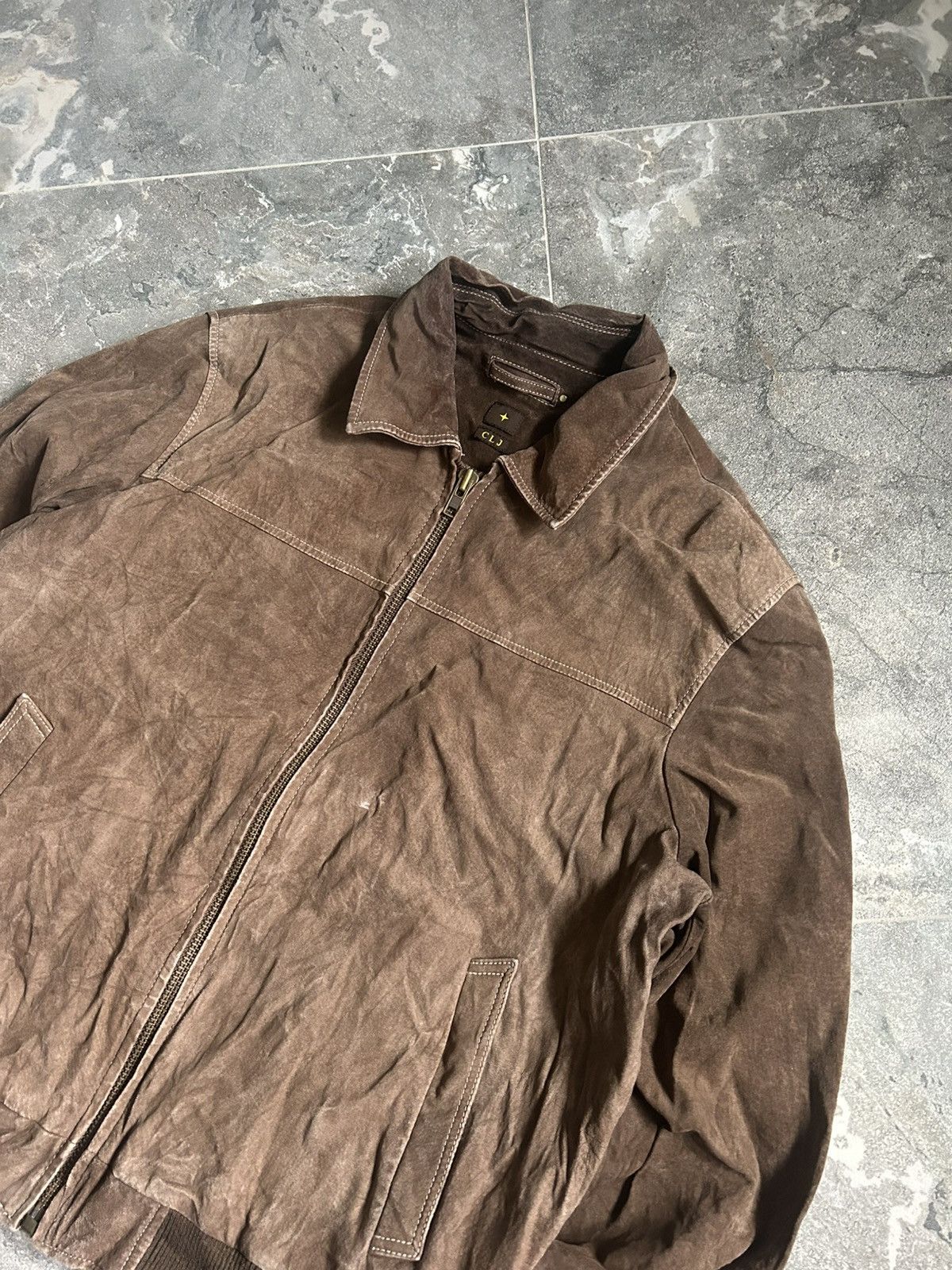 Vintage Vintage Pig Suede Leather Bomber Jacket Distressed Size 52 Size US L / EU 52-54 / 3 - 3 Thumbnail