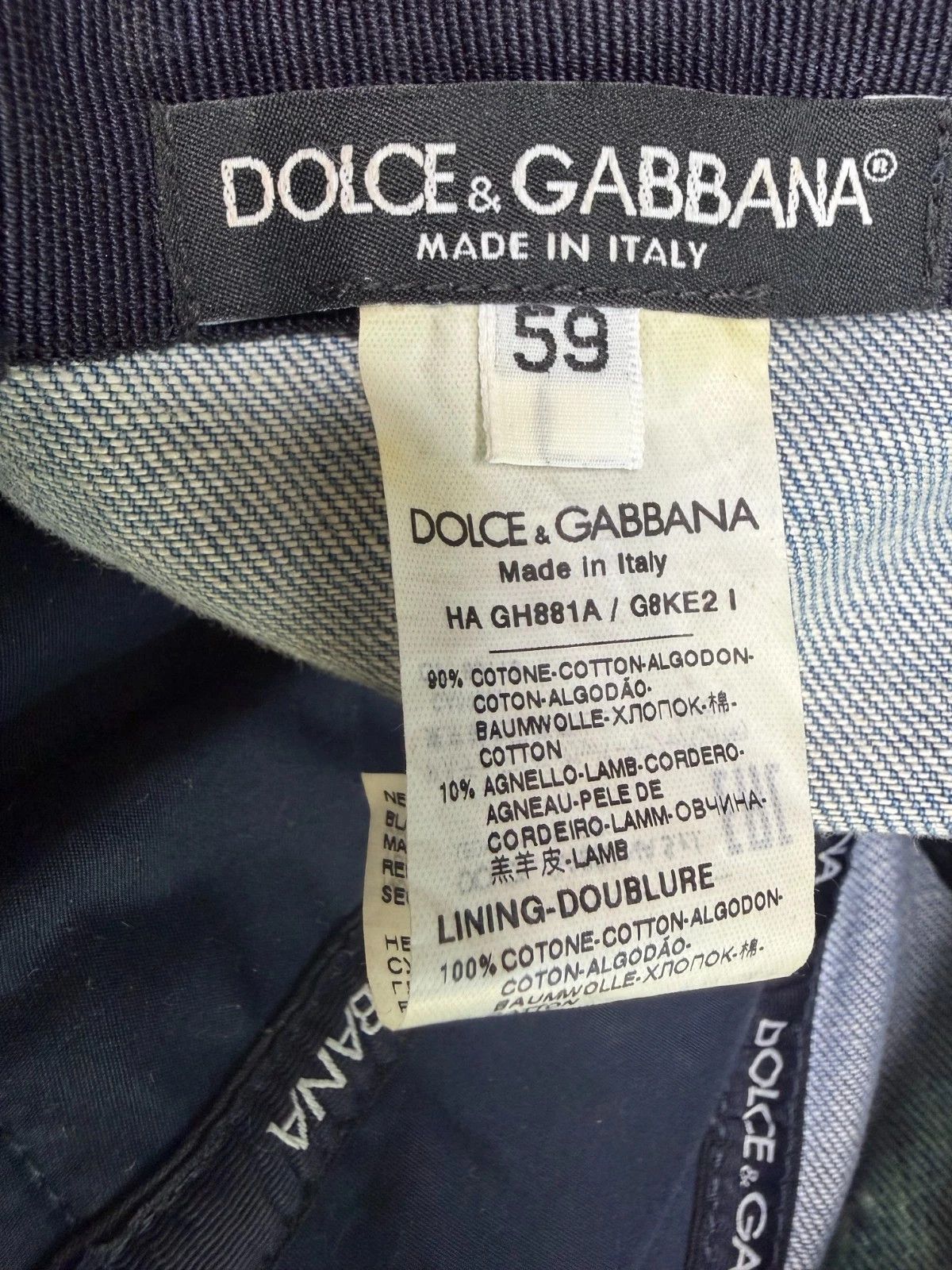 Dolce & Gabbana Silver Logo Plate Denim Distressed Hat Size ONE SIZE - 7 Thumbnail