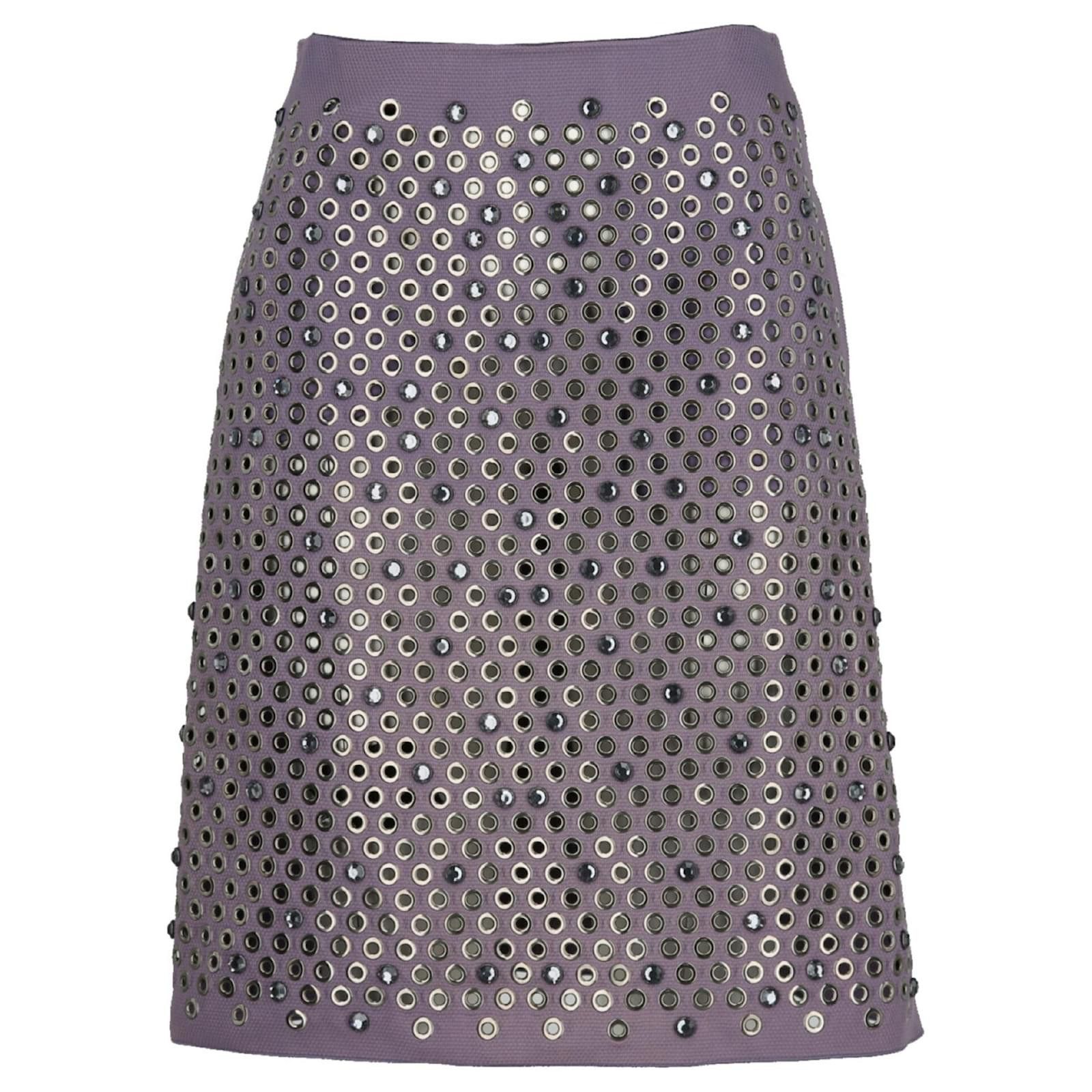 Bottega Veneta o1y0725 Midi Skirt in Purple Size 26" / US 2 / IT 38 - 1 Thumbnail