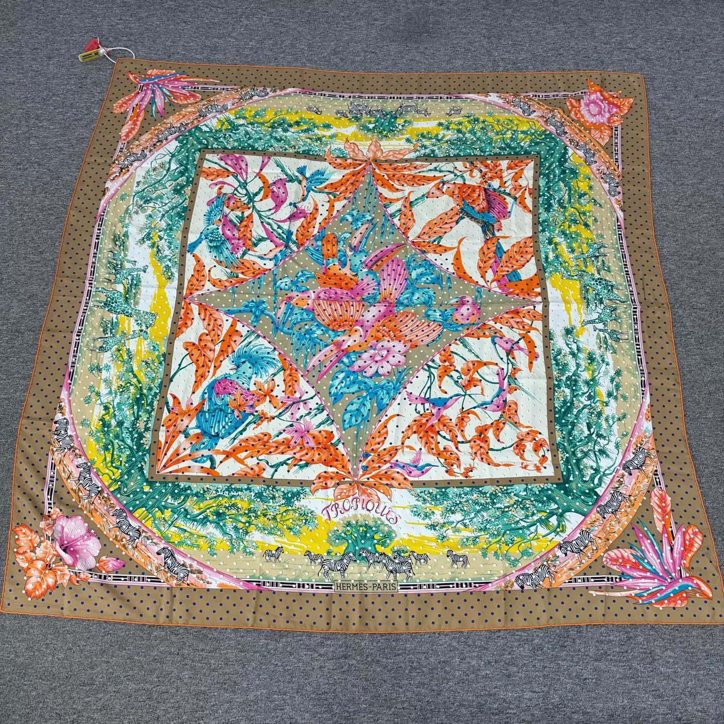 Hermes Hermes140x140SilkScarfColoredZebraJungleFloral99New Size ONE SIZE - 1 Thumbnail
