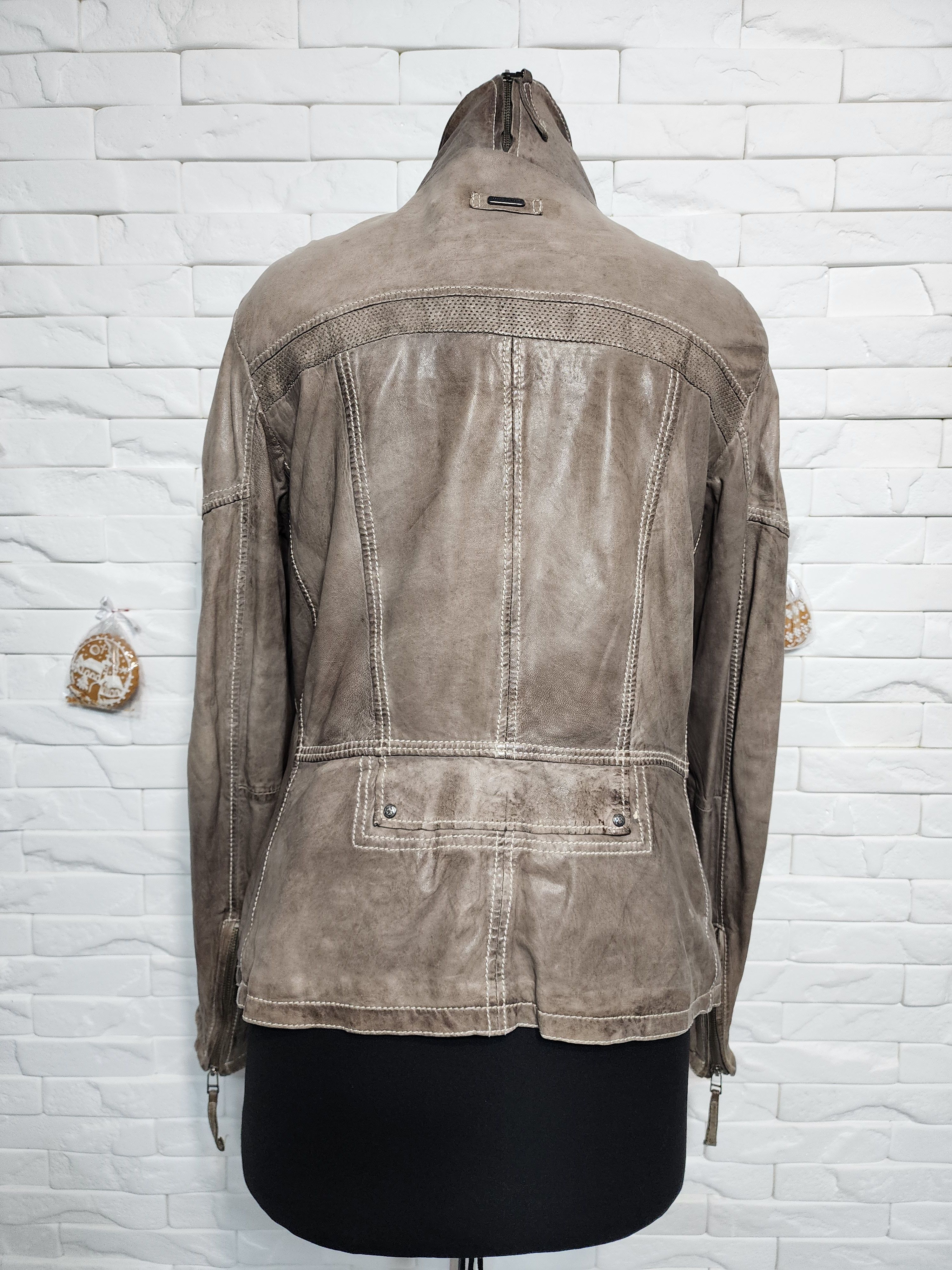 Genuine Leather Gray Leather Jacket: Women's Soft Zip-Up Coat Size L / US 10 / IT 46 - 5 Thumbnail