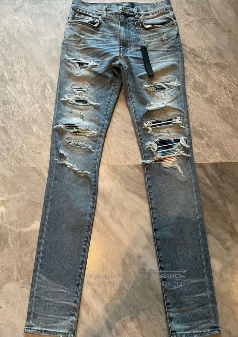 Amiri Amiri Size 31 Colorful Patchwork Blue Jeans Size US 31 - 1 Thumbnail