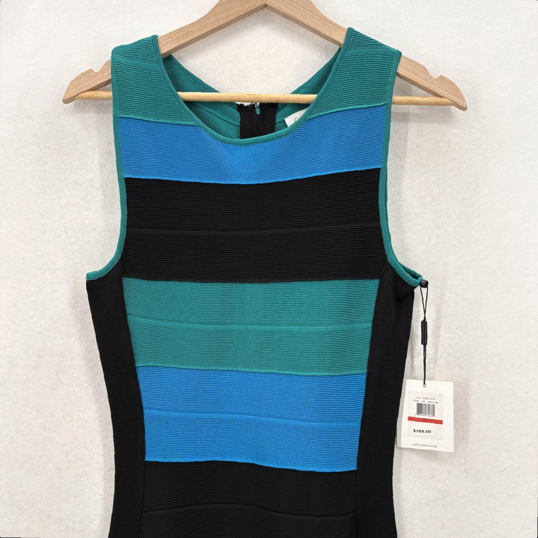 Calvin Klein Calvin Klein Dress Womens XS Black Multi Striped Sleeveless Bodycon Sheath Knit Size XS / US 0-2 / IT 36-38 - 2 Thumbnail