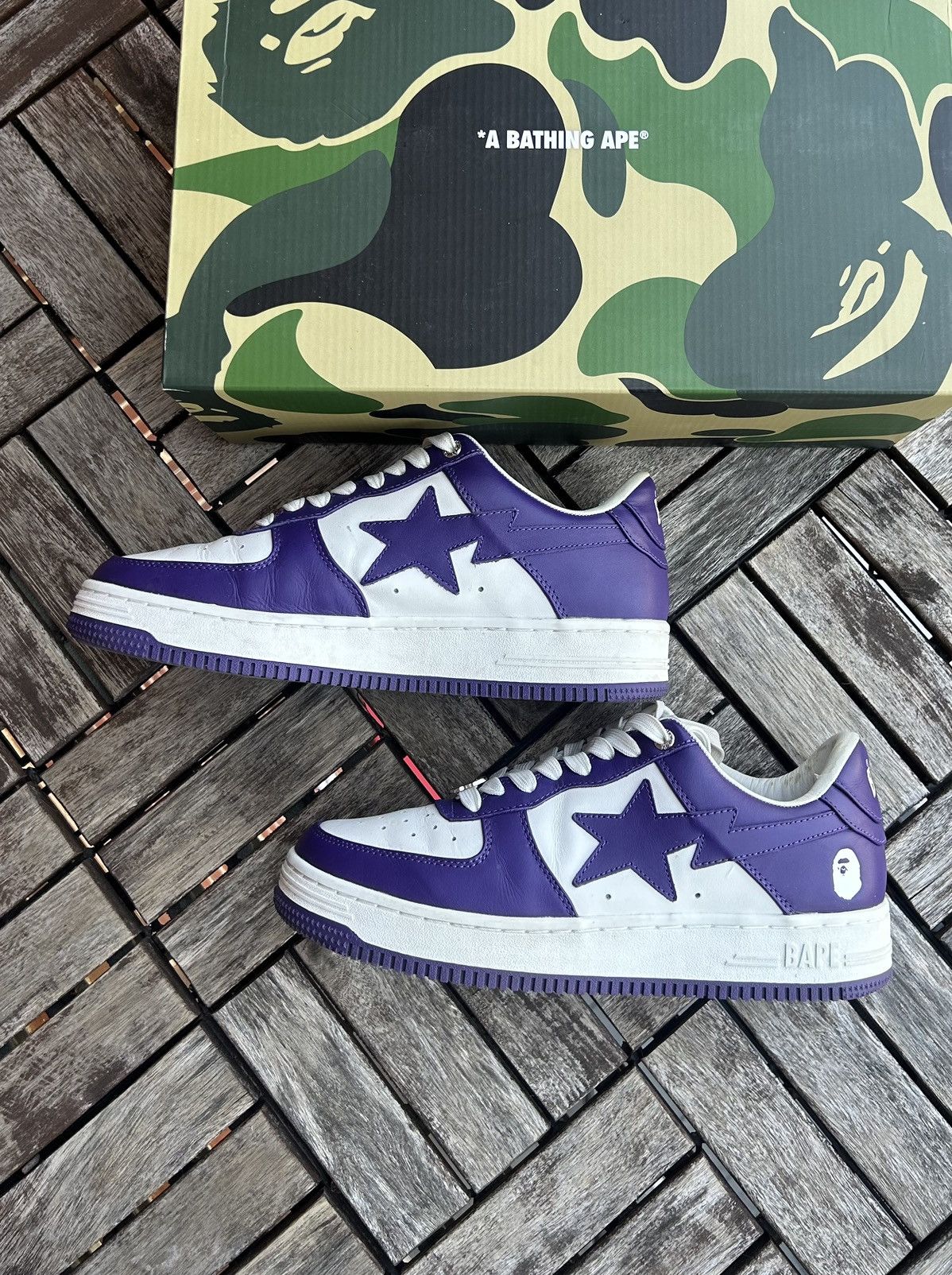 image of Bapesta M1 Low ‘Purple’ Shoes in Purple/White, Men's (Size 8.5)