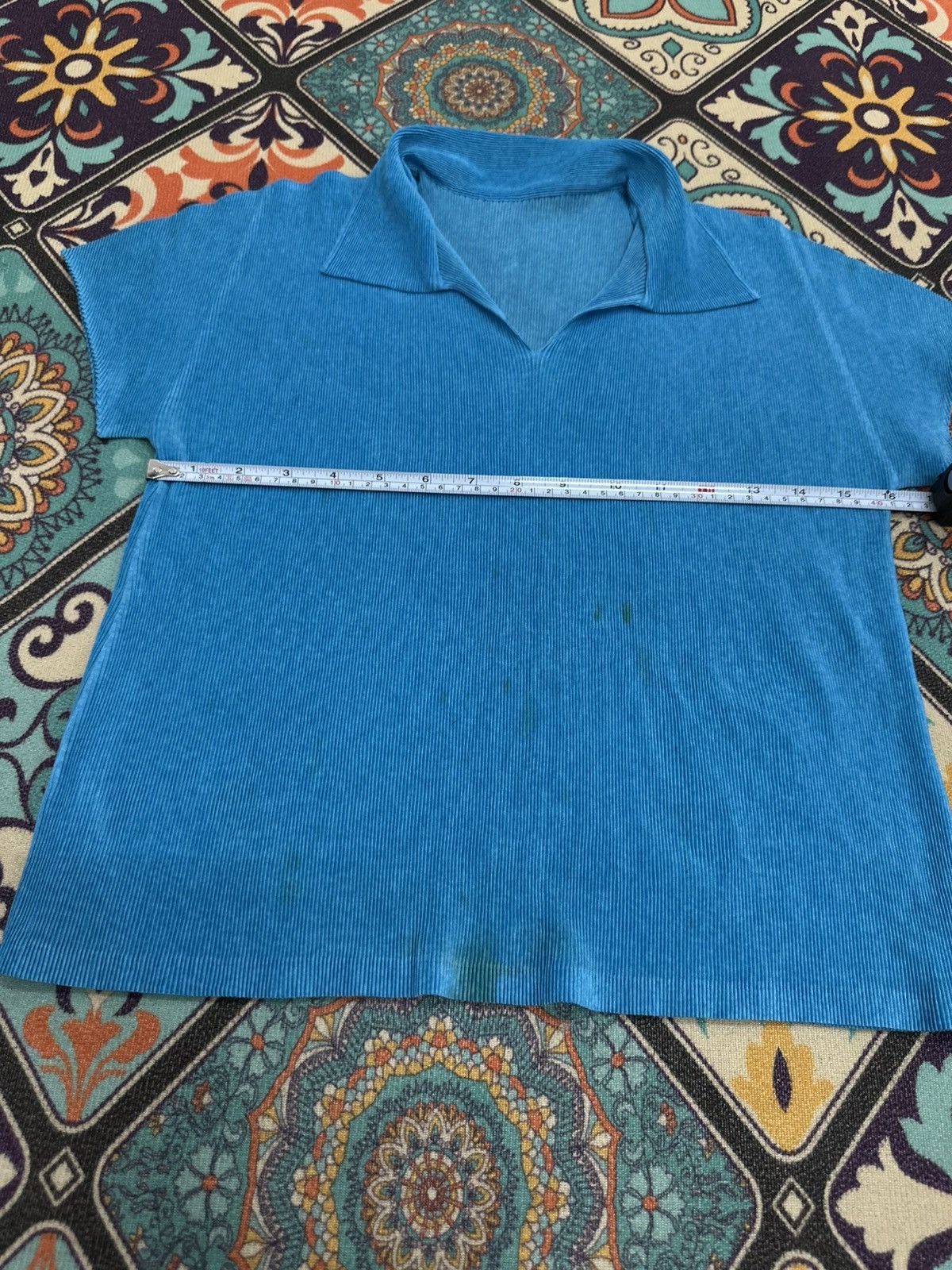 Pleats Please Issey Miyake Pleats Please Issey Miyake Neon Blue Polo Style Shirt Size US M / EU 48-50 / 2 - 12 Thumbnail