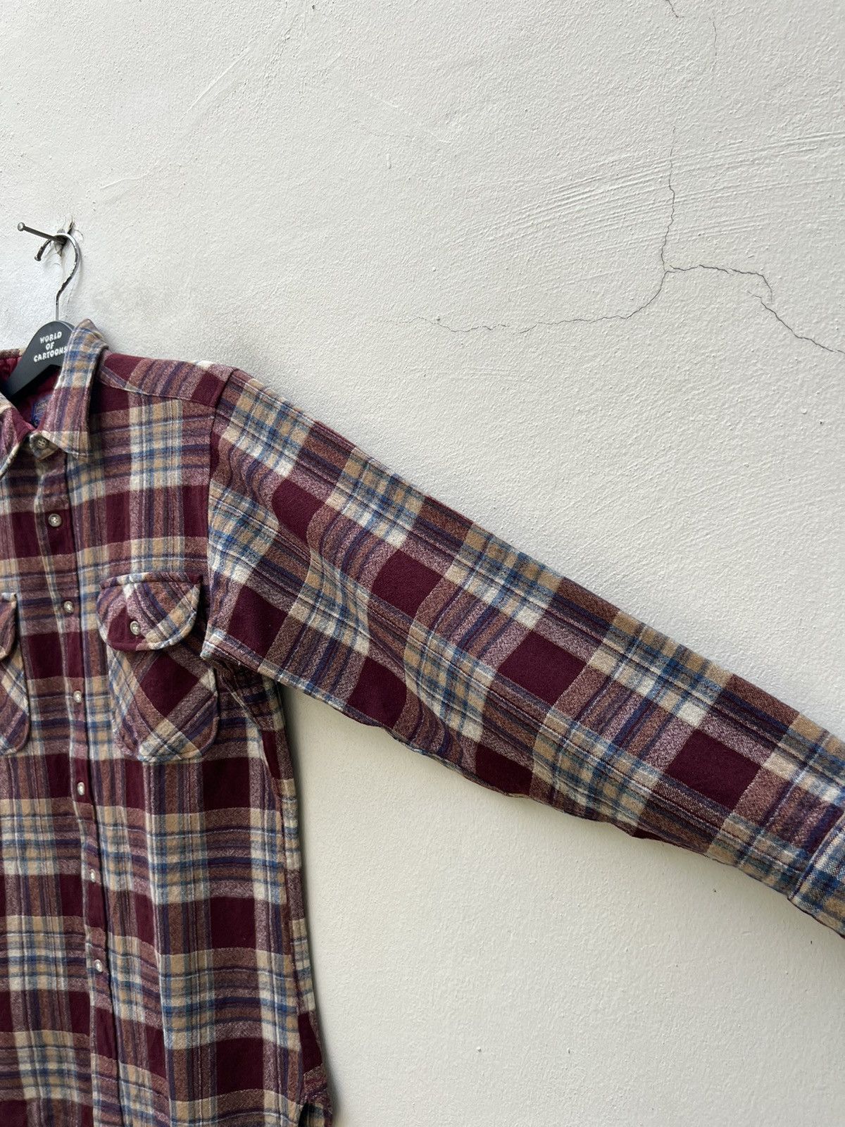 Flannel Vintage 70s Pendleton Shadow Plaid Wool Flannel Shirt Size US M / EU 48-50 / 2 - 9 Thumbnail