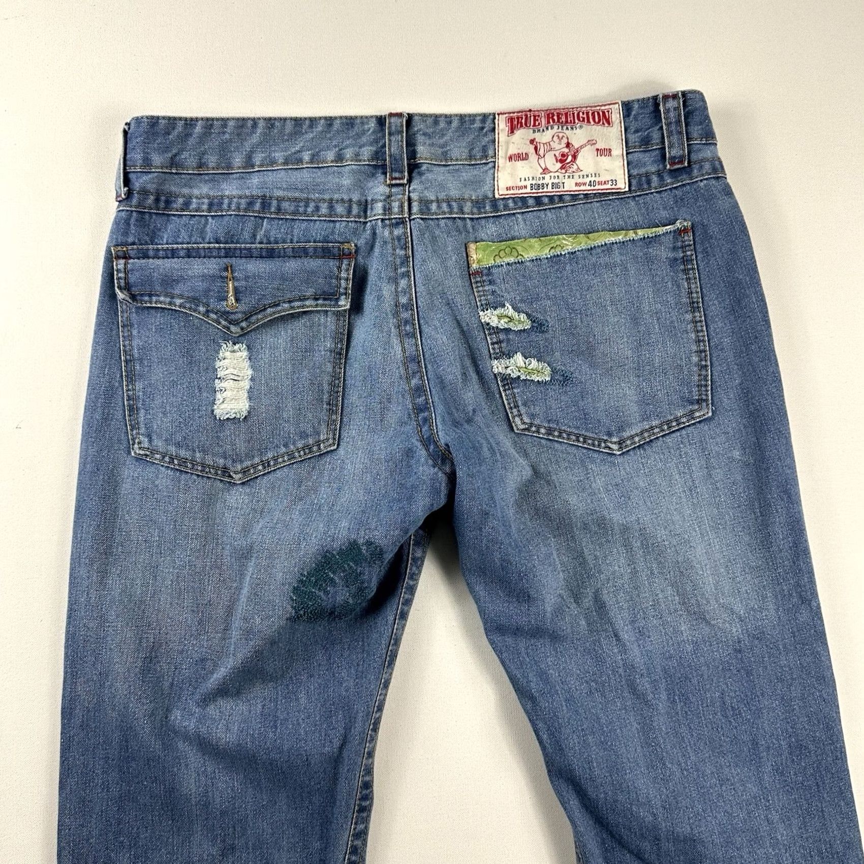 True Religion True Religion Jeans Bobby Big T Distressed 40x33 Baggy Hip Hop Blue Jeans Mens 5-Pocket Denim Distressed Logo World Tour Size US 40 / EU 56 - 5 Thumbnail