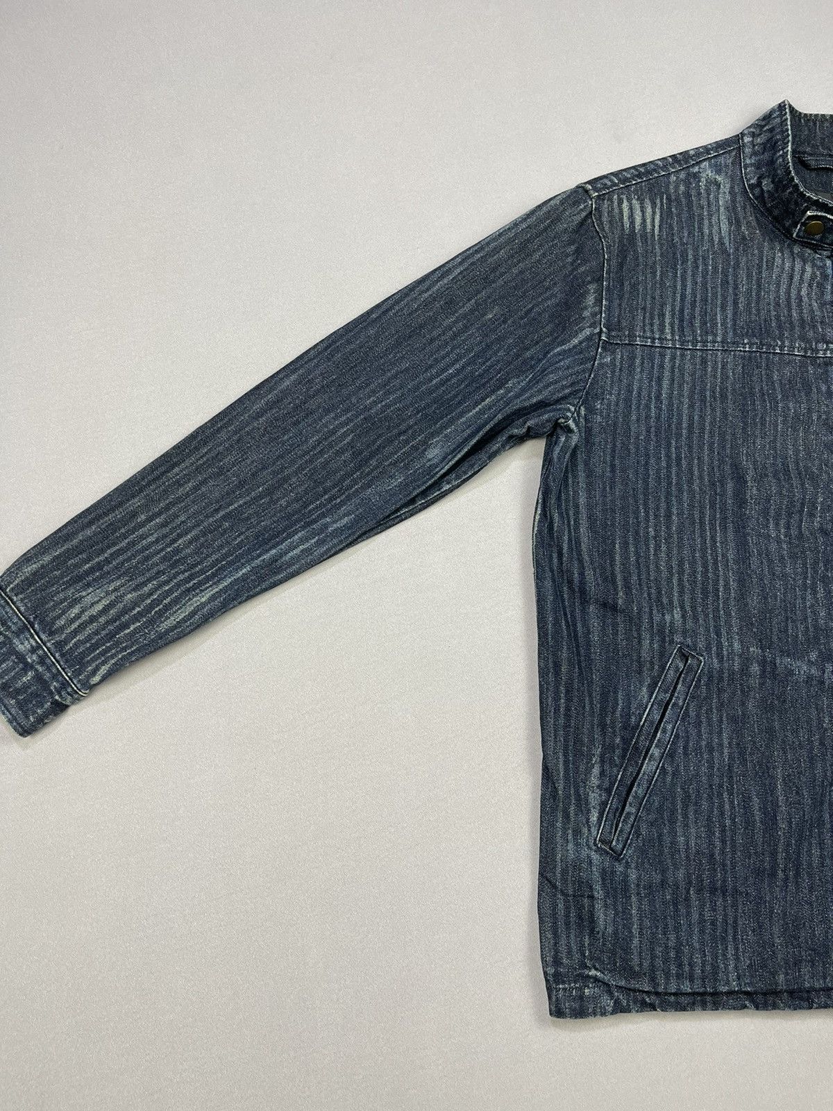 Japanese Brand PWPL STRIPPED DISTRESSED DENIM JACKETS Size US M / EU 48-50 / 2 - 6 Thumbnail