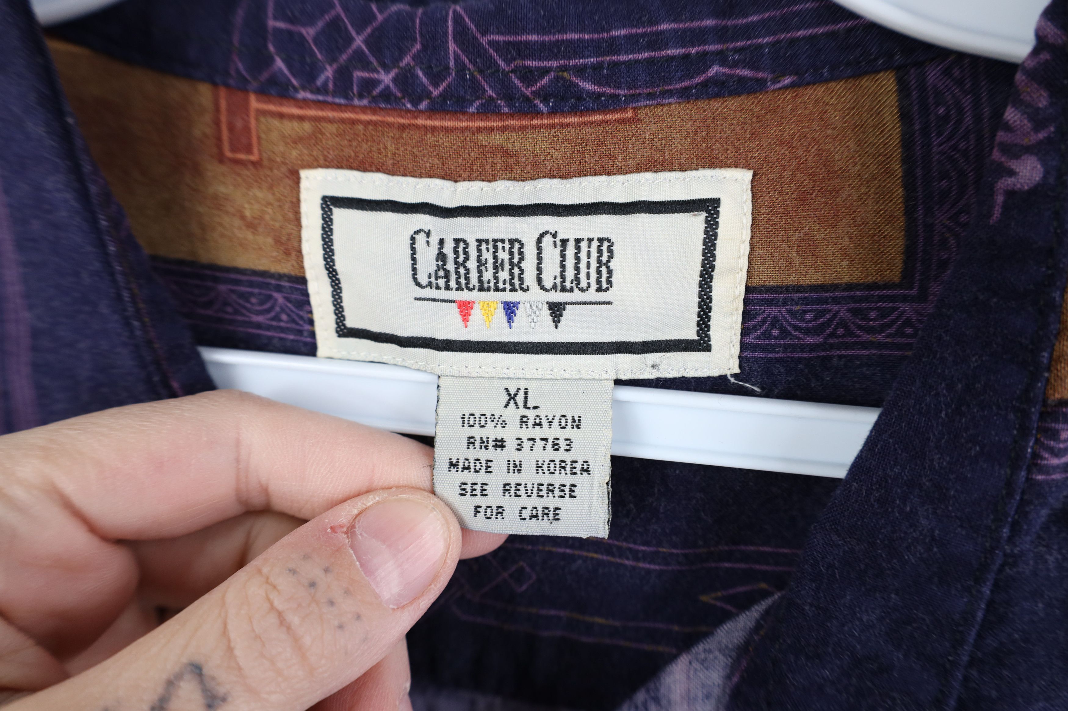 Vintage Vintage 90s Streetwear Rayon Gabardine Collared Button Shirt Size US XL / EU 56 / 4 - 7 Thumbnail