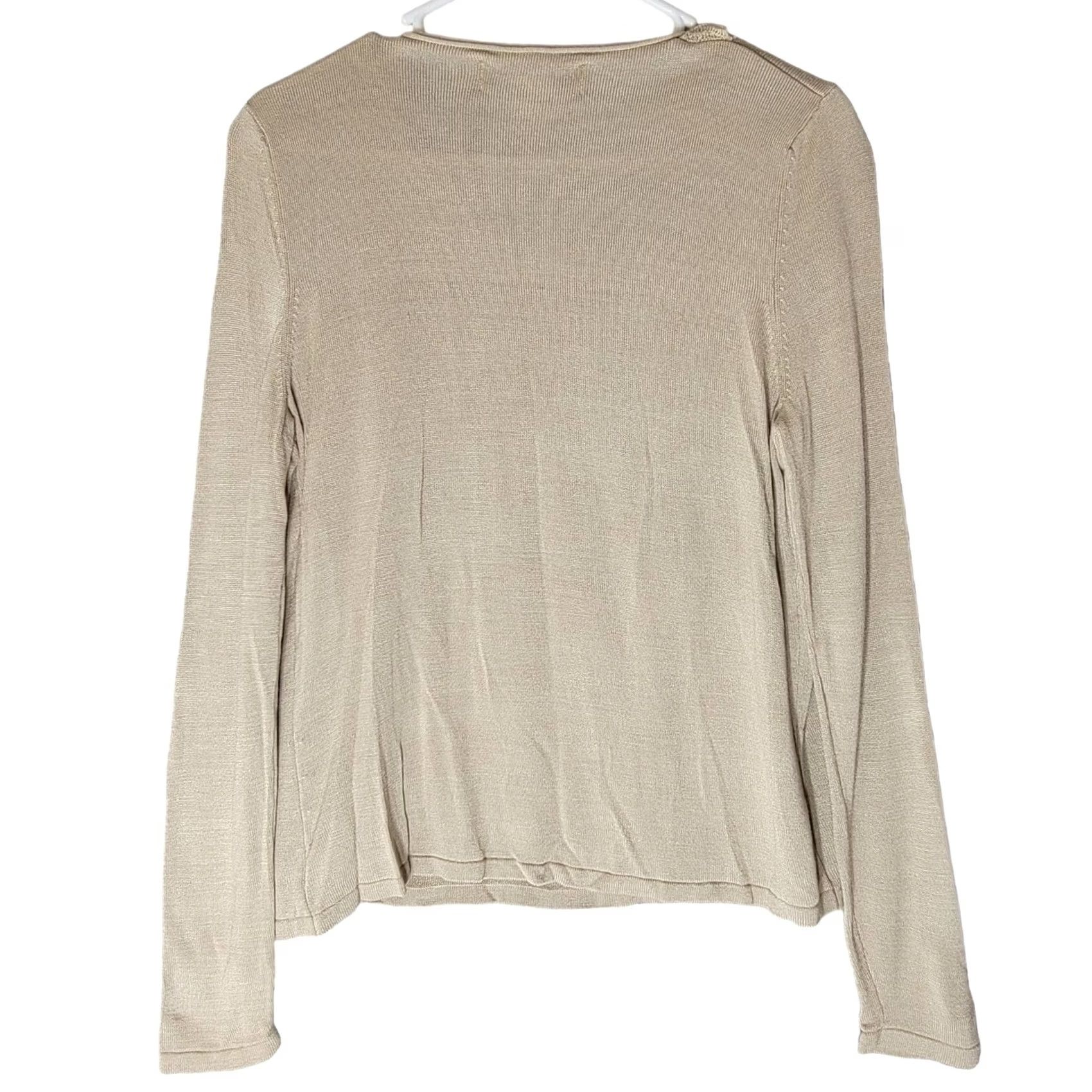 Vintage Norton McNaughton Silk Embroidered Sweater Sequin Beige Cami Ruffle Tie S Womens Pullover Vintage: No Size S / US 4 / IT 40 - 4 Thumbnail