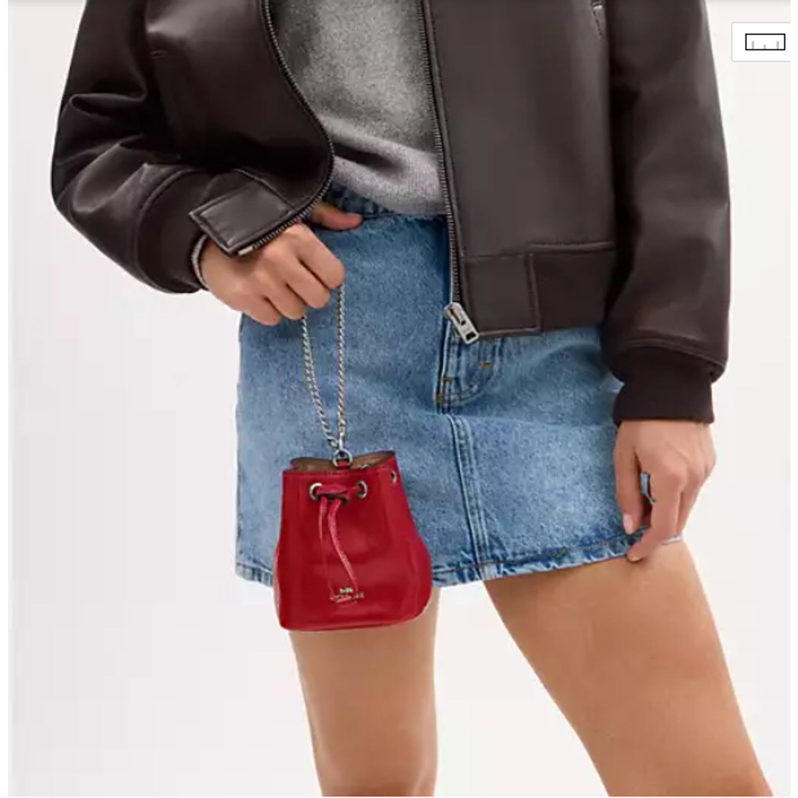 Coach Coach Drawstring Wristlet Pouch Bag in Leather/Silver /Red Size ONE SIZE - 4 Thumbnail