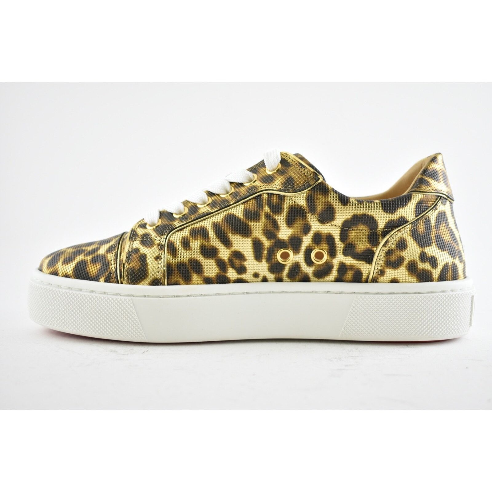 Christian Louboutin Vieirissima Flat Gold Leopard Lace Up Tie Low Top Sneaker 36 Size US 6 / IT 36 - 9 Thumbnail