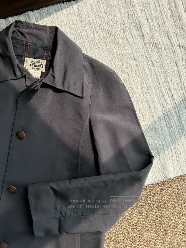 Hermes Hermes Vintage Silk Button Long Trench Coat, Grey Size S / US 4 / IT 40 - 5 Thumbnail