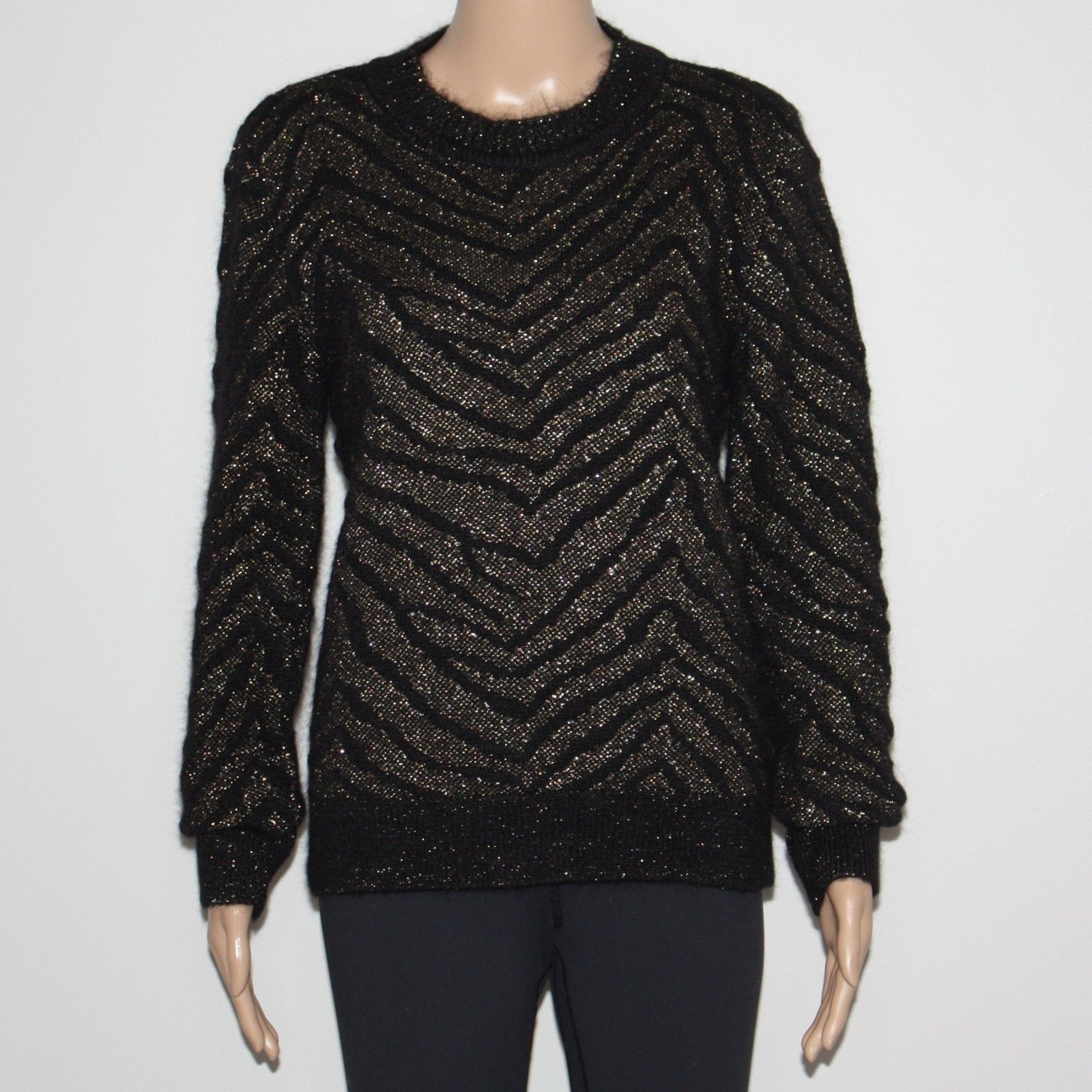 Saint Laurent Paris Zebra Print Lurex Mohair Black Sweater in size M NWT $1705 Size M / US 6-8 / IT 42-44 - 15 Thumbnail