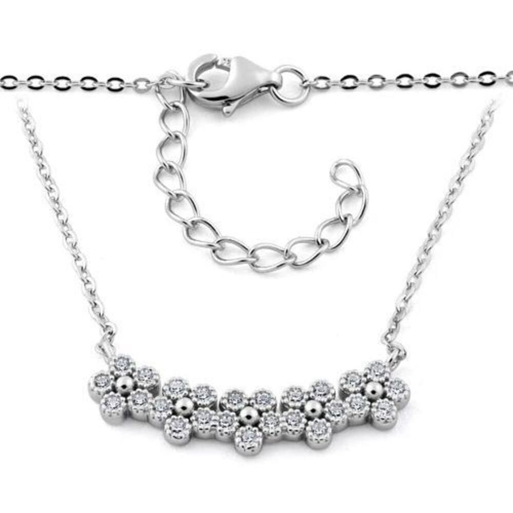 Other Sterling Silver Flowers CZ Necklace New Size ONE SIZE - 3 Thumbnail