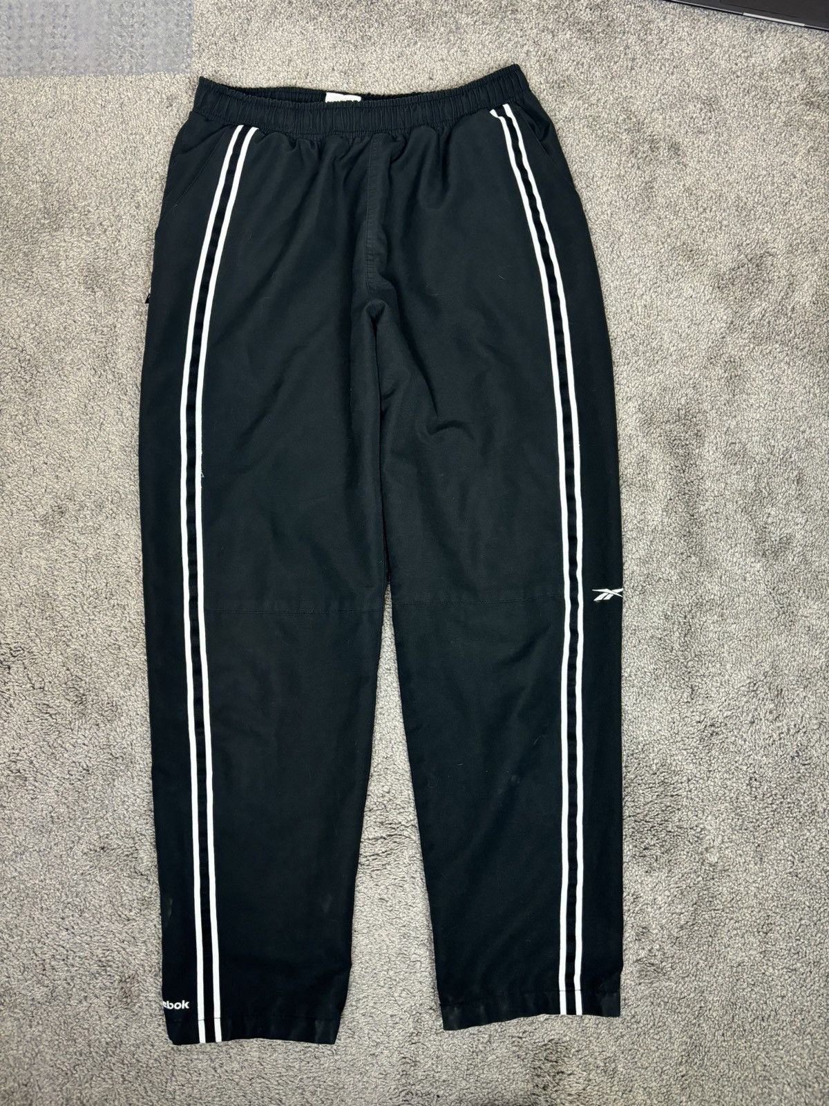 Reebok Y2k black with white striped net lined reebok track pants Size US 30 / EU 46 - 9 Thumbnail