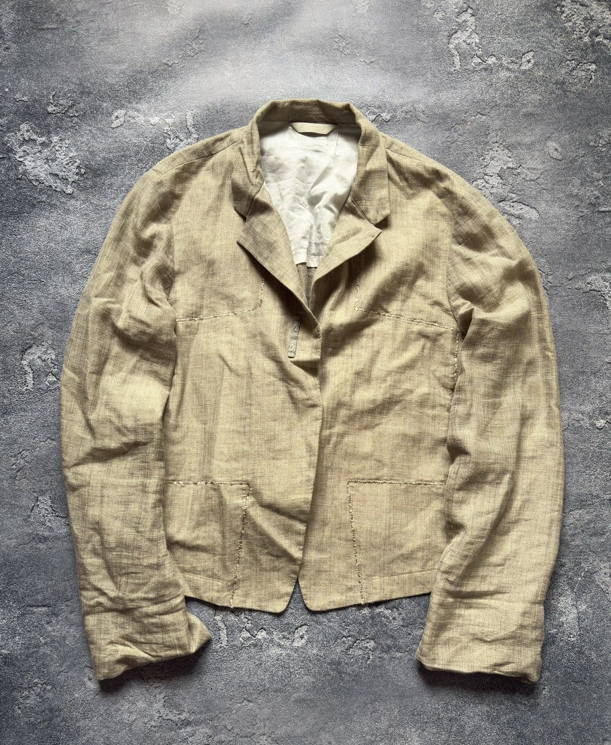 Marithe + Francois Girbaud Vintage Marithe Francois Girbaud Beige Linen Blazer Jacket Size XS / US 0-2 / IT 36-38 - 1 Thumbnail