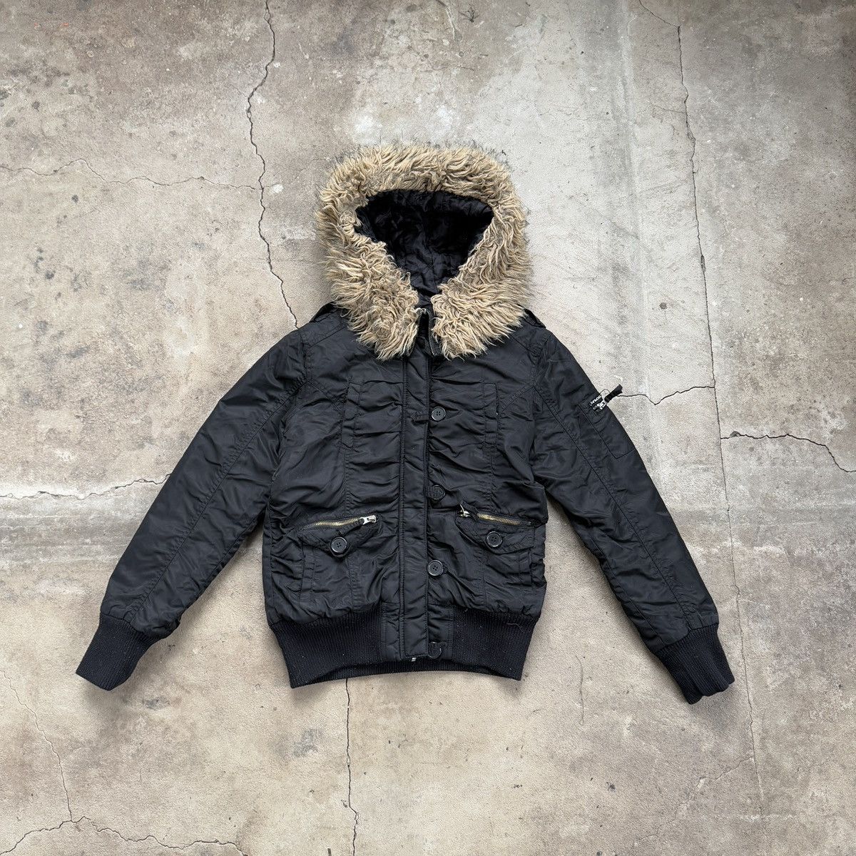 Vintage 17&co Bomber Jacket With Faux Fur Hood