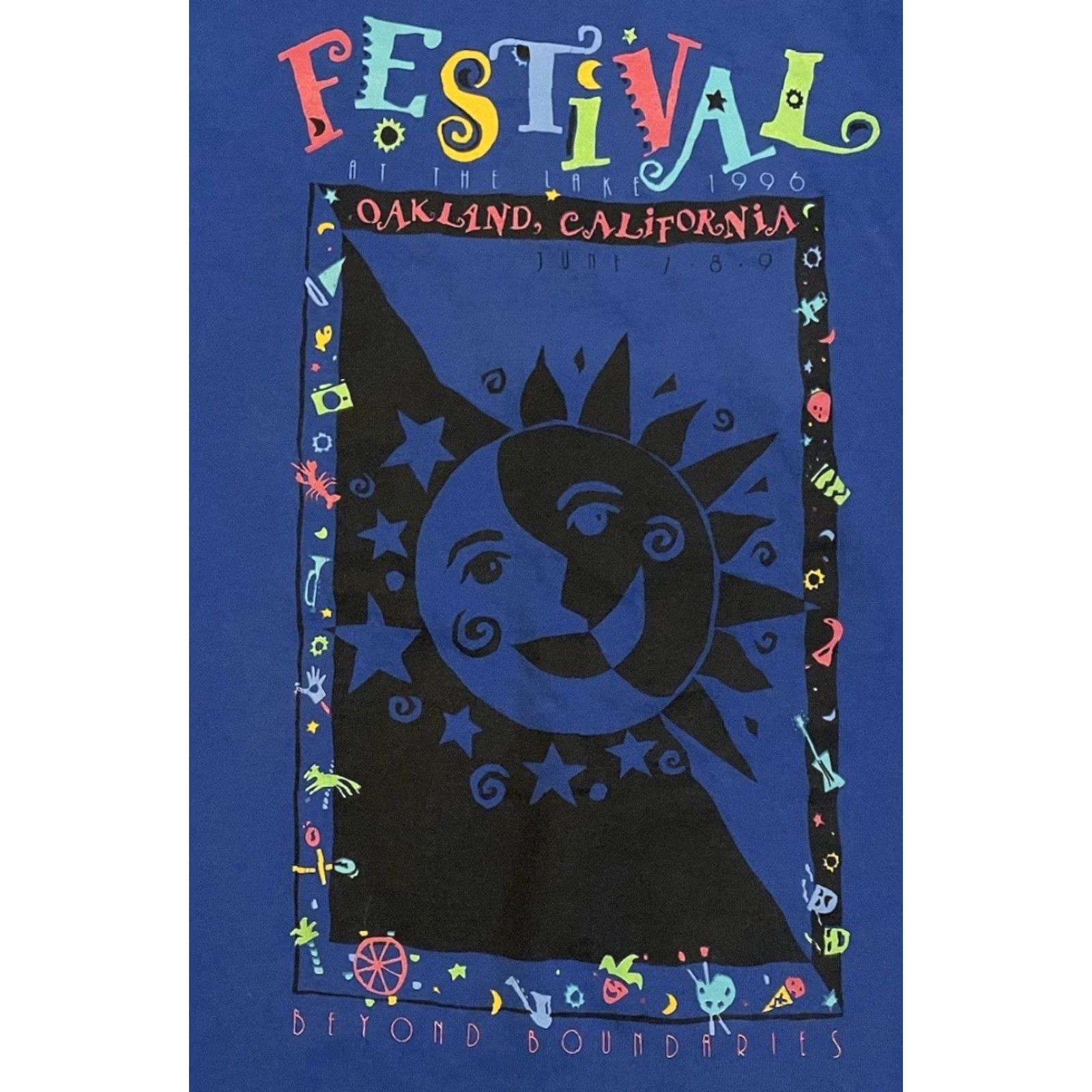 Vintage VINTAGE Oakland Sun Moon 90s Faded Abstract Art Shirt XL Blue Surf Skate Grunge 80s 90s USA USA Mens T-Shirt Short Sleeve Size US XL / EU 56 / 4 - 3 Thumbnail