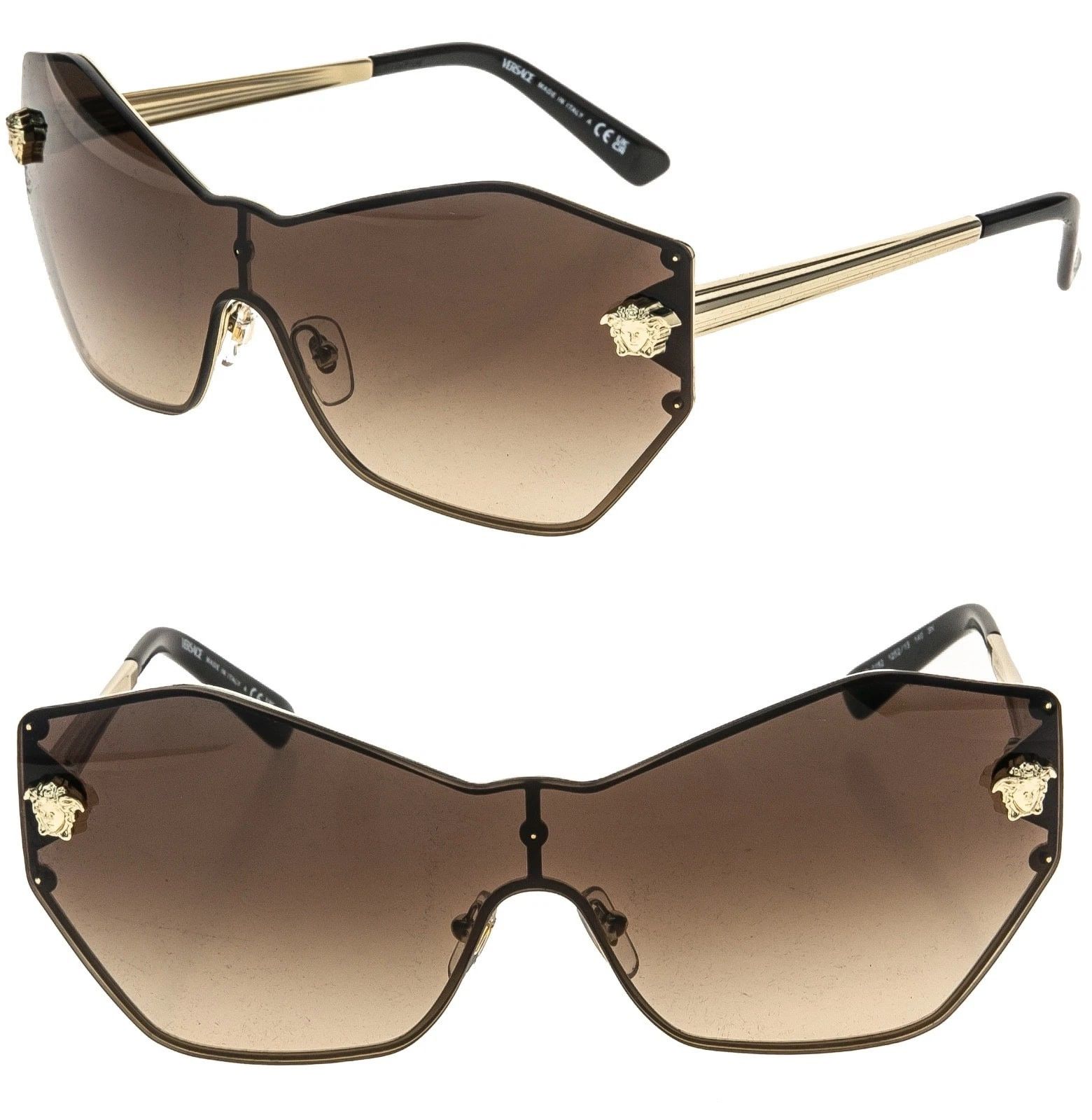 Versace VERSACE VE2182 GLAM Stud Medusa Head 2182 Brown Sunglasses Size ONE SIZE - 1 Thumbnail