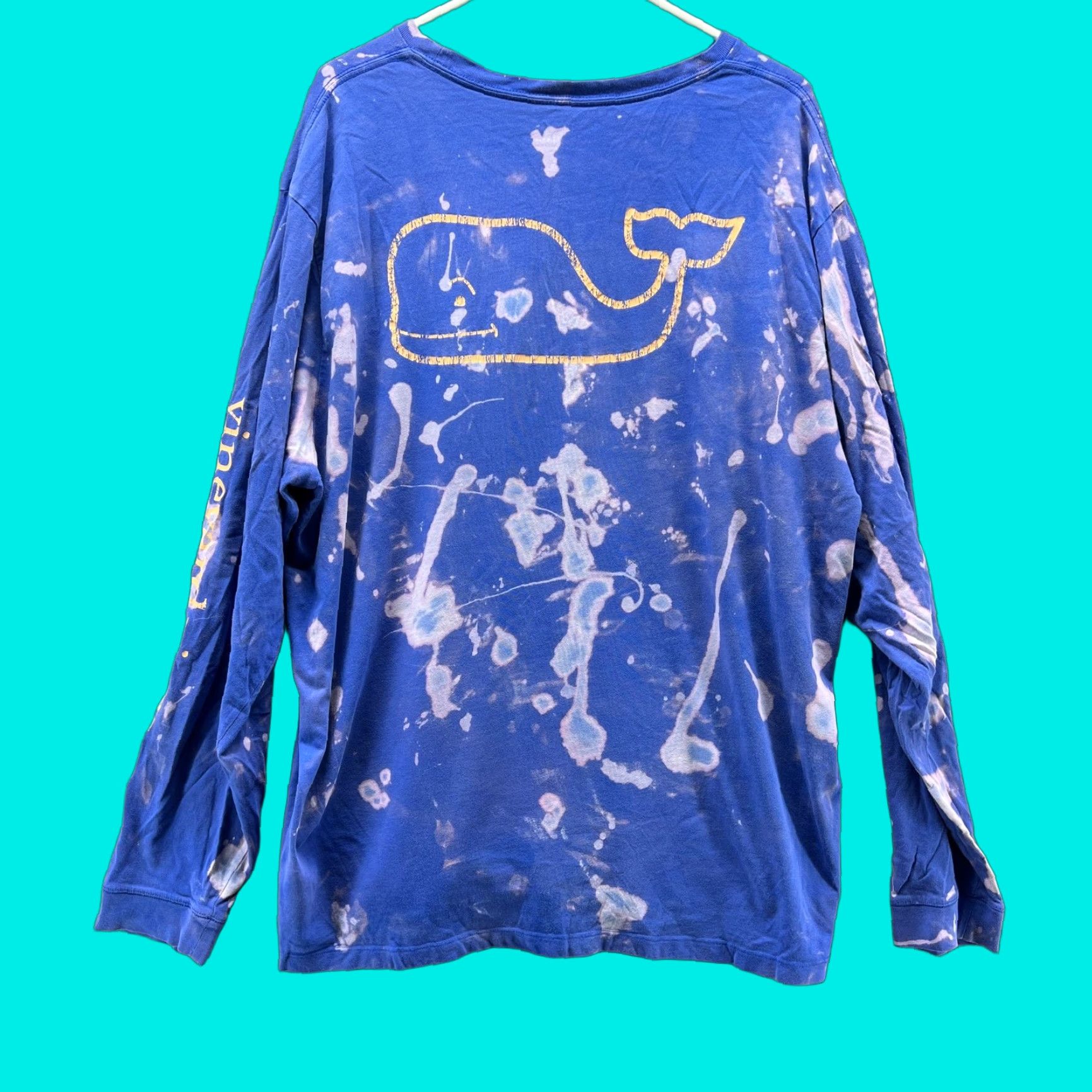 Vineyard Vines VINEYARD VINES Shirt Mens 2XL Blue Long Sleeve Whale Logo Pocket Bleach Dye Shirt Size US XXL / EU 58 / 5 - 1 Thumbnail