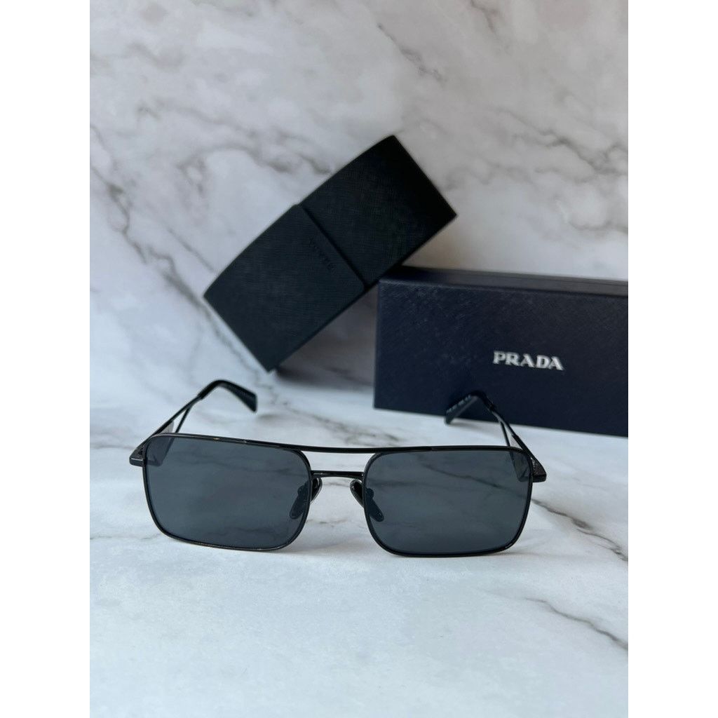Prada NEW Prada PR A52S Aviator Sunglasses Polarized Black Size ONE SIZE - 3 Thumbnail