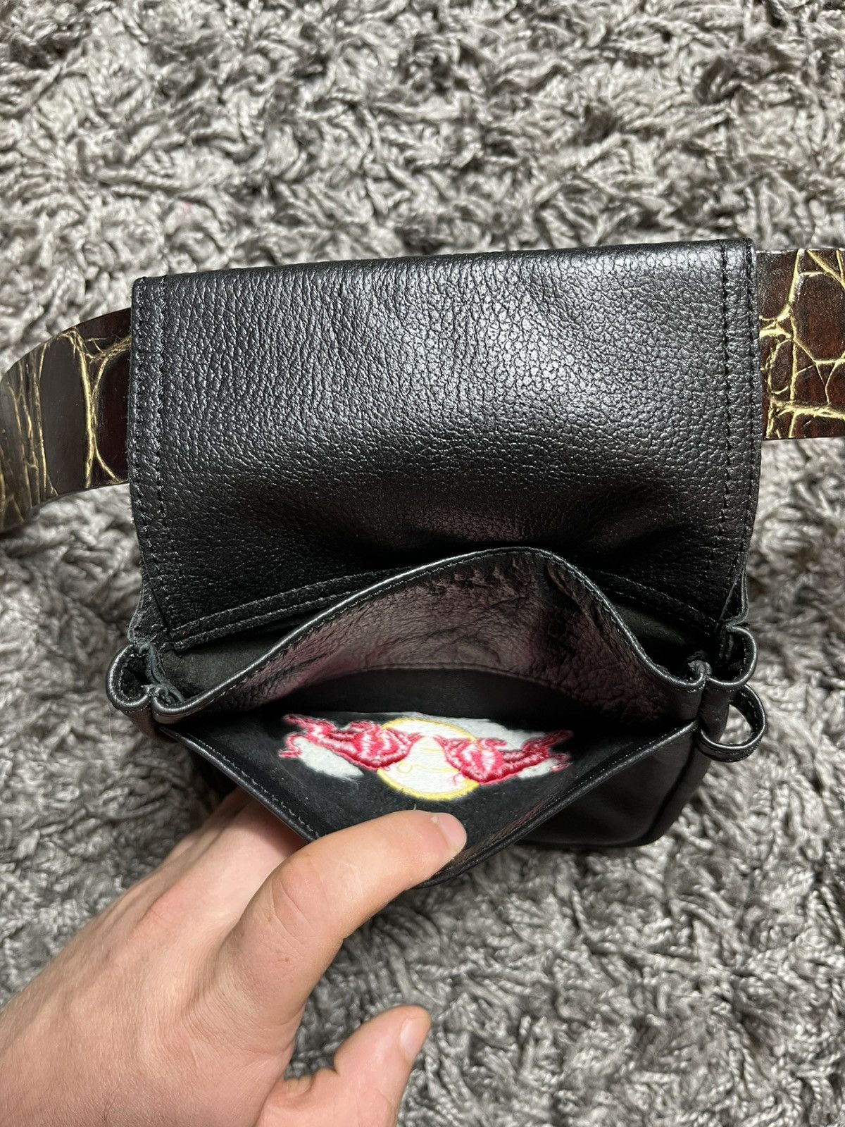 Red Bull REDBULL VINTAGE 1990s LEATHER BAG ON BELT MOTO HARLEY Size ONE SIZE - 3 Thumbnail