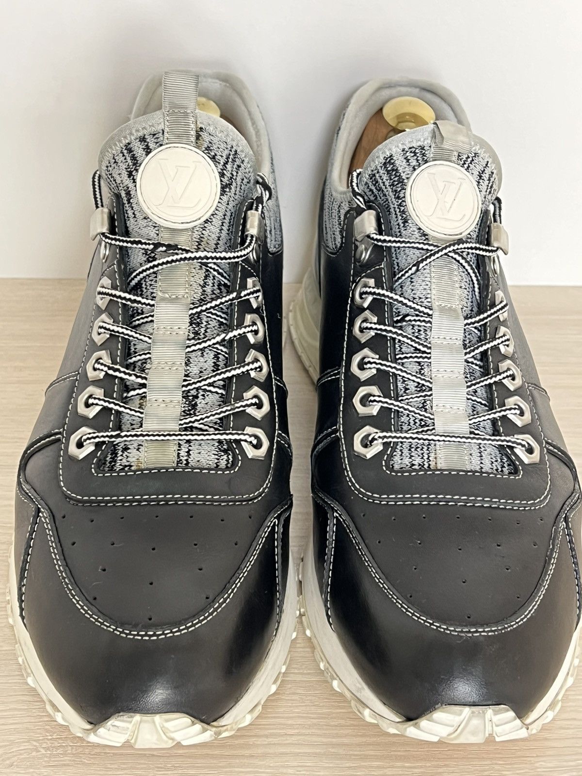 Louis Vuitton Louis Vuitton Black Leather Knit Technical Runner Sneakers Size US 8.5 / EU 41-42 - 6 Thumbnail