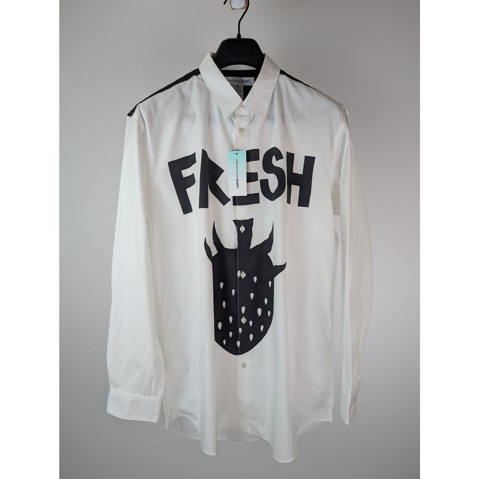 Comme des Garcons SHIRT o1rshd1 Fresh Graphic-Print Cotton Shirt in White / Black Size US XL / EU 56 / 4 - 2 Thumbnail
