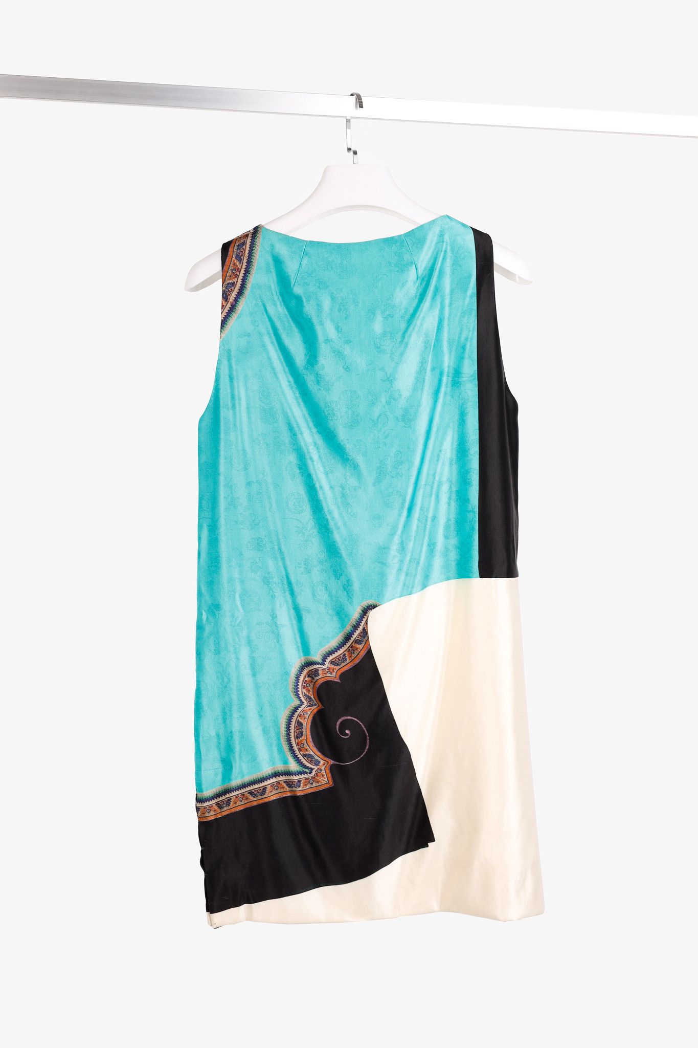 Dries Van Noten Dries Van Noten Printed Satin Sleeveless Mini Shift Dress Size S / US 4 / IT 40 - 2 Thumbnail