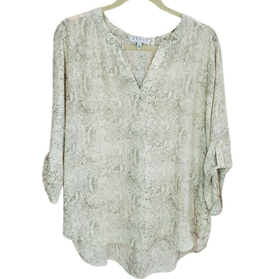 Other Chaus Gray Snake Print Roll Tab Blouse XL Size XL / US 12-14 / IT 48-50 - 1 Thumbnail