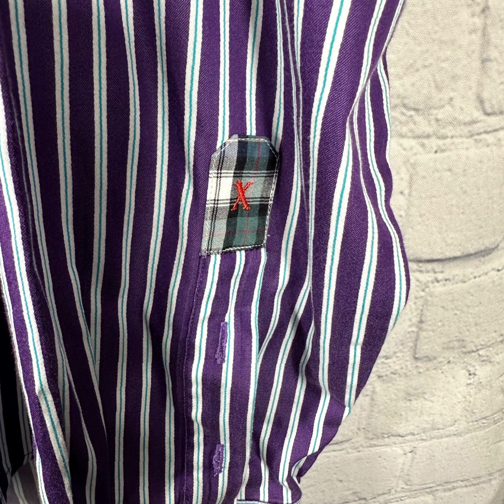 Robert Graham Robert Graham Mens Purple White Striped Button Down Shirt Long Sleeve Cotton L Size US L / EU 52-54 / 3 - 4 Thumbnail