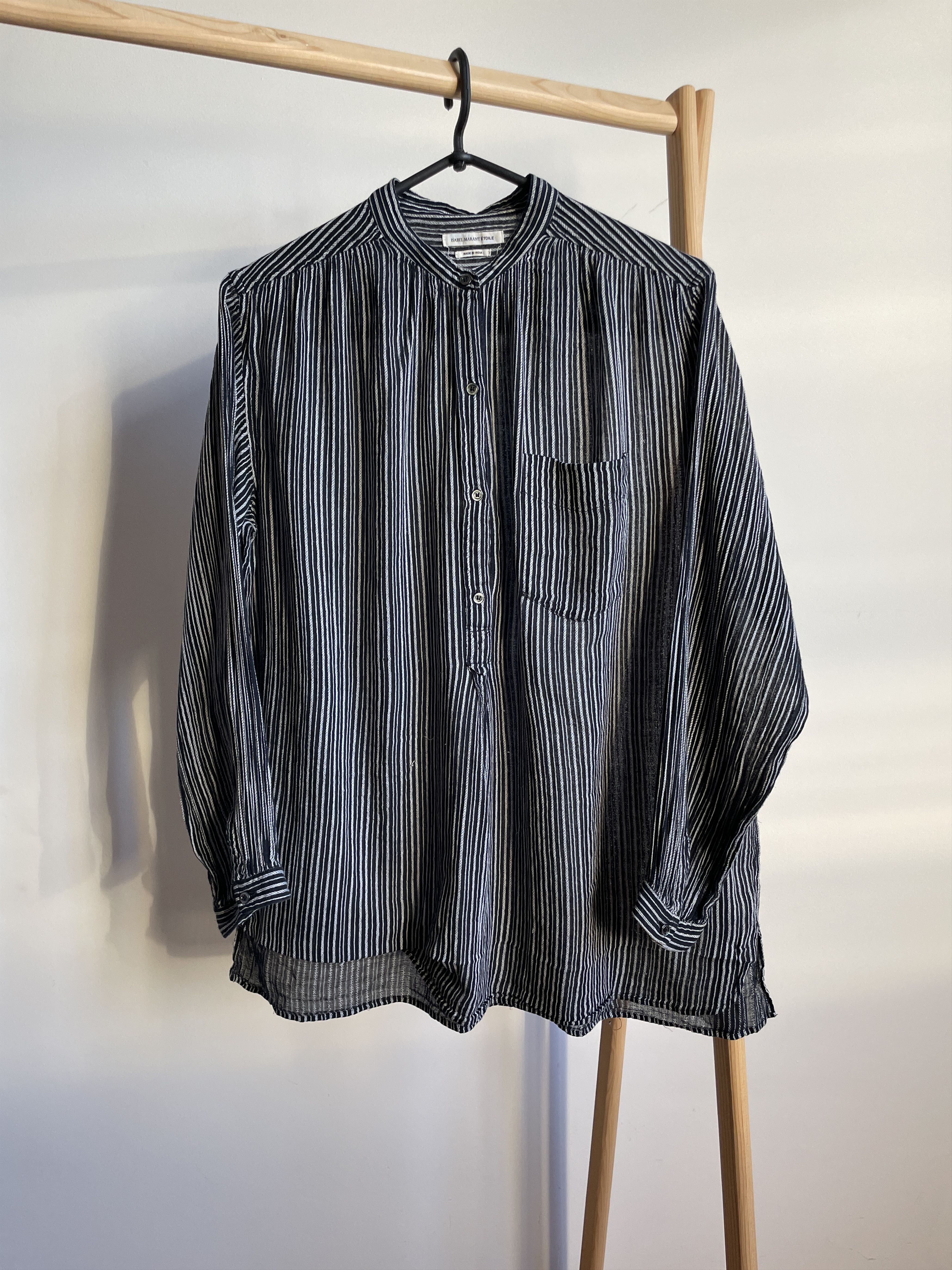Isabel Marant Etoile Isabel Marant Etoile Collarless Striped Grandad Blouse Size XS / US 0-2 / IT 36-38 - 1 Thumbnail