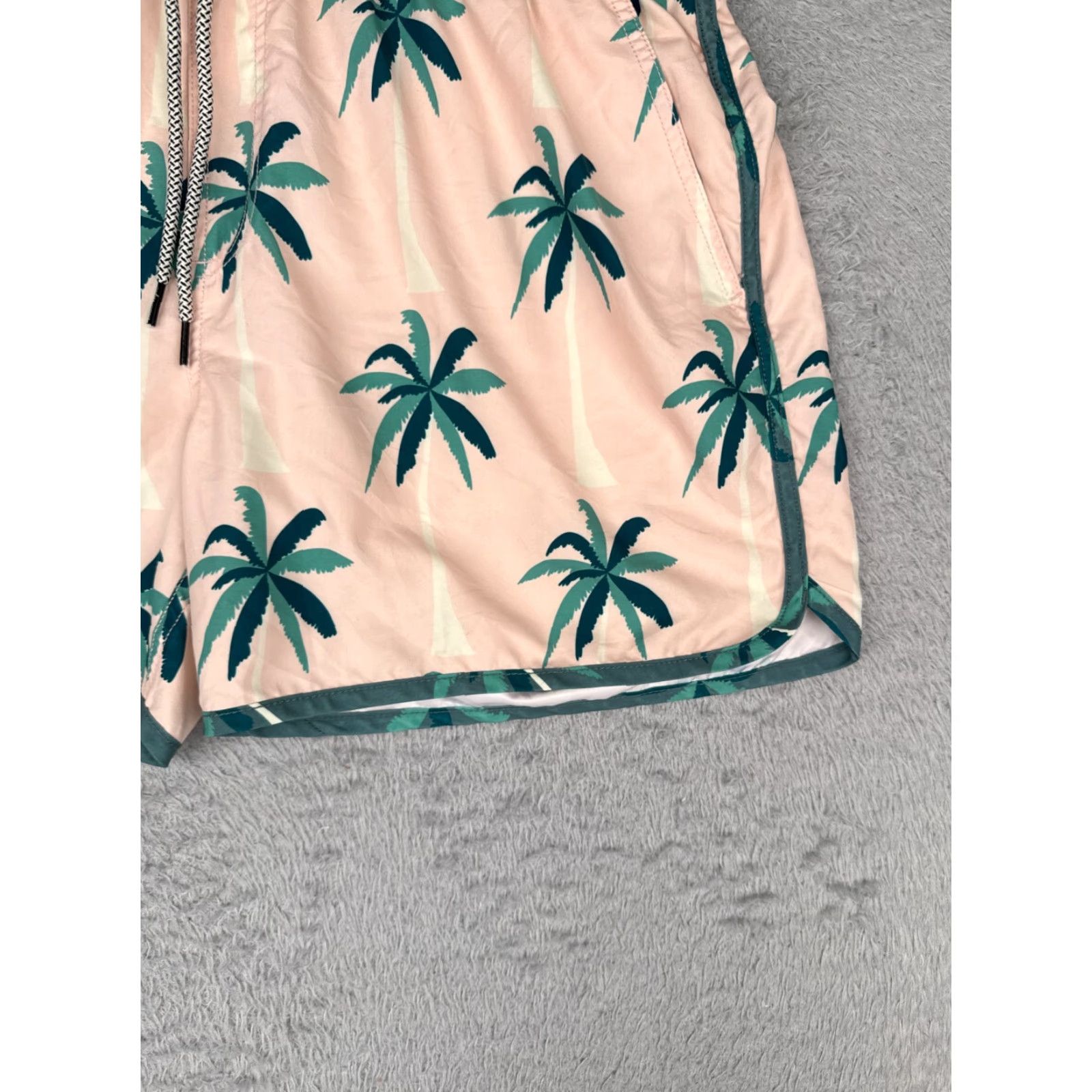 Vintage VINTAGE Maamgic Swim Trunks Mens XL Pink Green Palm Tree Lined Polyester Beach Size US 36 / EU 52 - 2 Thumbnail