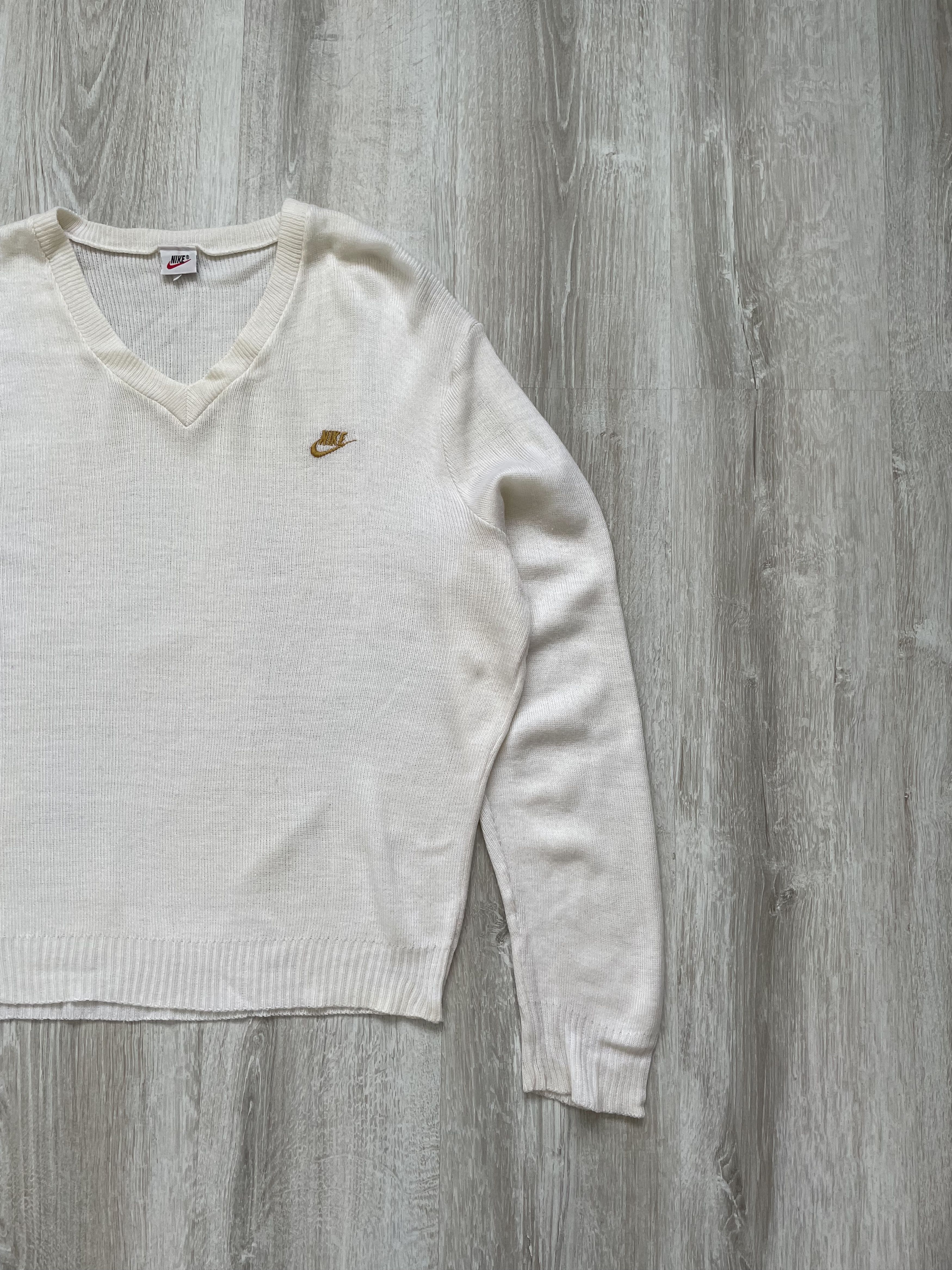 Vintage Vintage 90s Nike Sweater Swoosh V Neck Knitwear Rare Size US XL / EU 56 / 4 - 3 Thumbnail