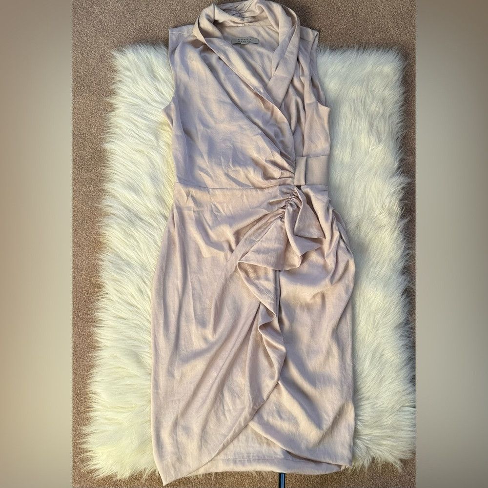 Allsaints AllSaints cancity ruched mini dress pale gray Silk Sleevele Size M / US 6-8 / IT 42-44 - 2 Thumbnail