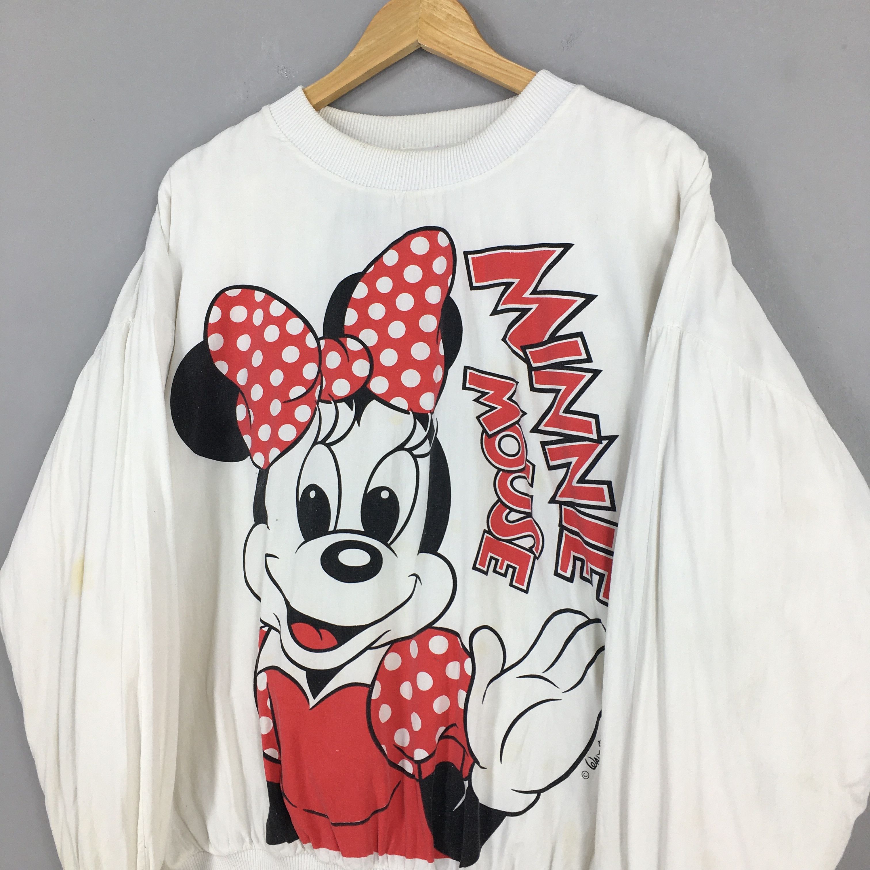 Disney Vintage 90s Minnie Mouse White Sweatshirt XLarge Size US XL / EU 56 / 4 - 3 Thumbnail