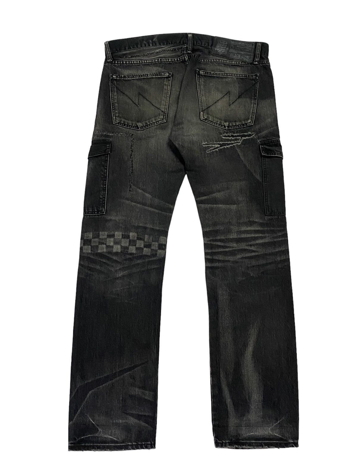 Japanese Brand × Neighborhood Neighborhood Black Icon Distressed Cargo Denim Size US 35 - 3 Thumbnail