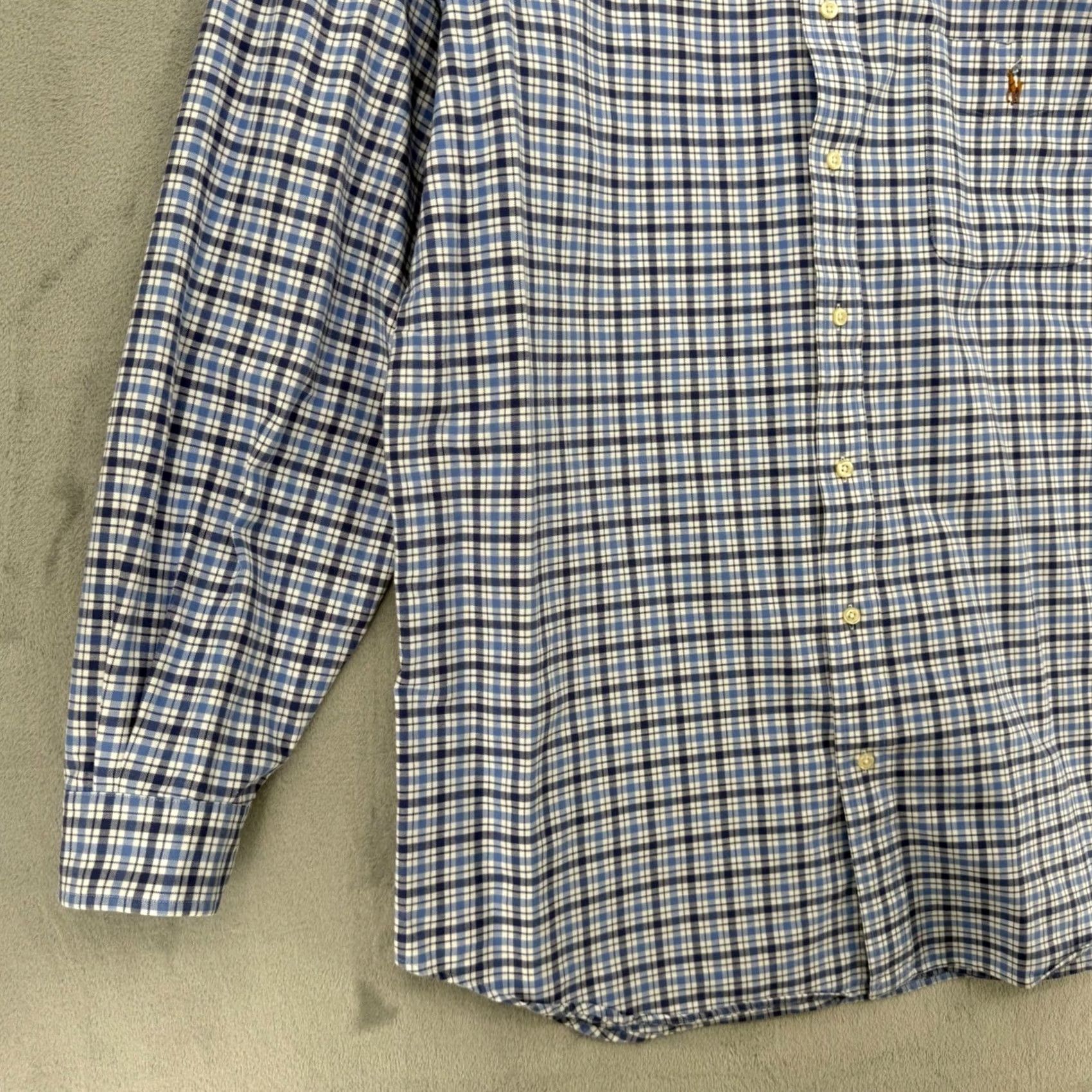 Ralph Lauren Ralph Lauren Mens Button-Down Shirt Blue White Check Cotton XLT Regular Sleeve Long Button-Up Size US XL / EU 56 / 4 - 5 Thumbnail