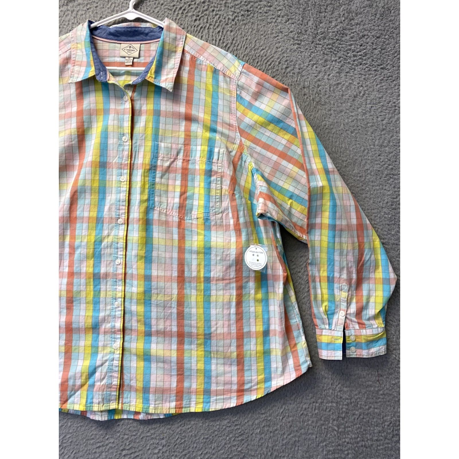 Pinko ST JOHN'S BAY Long Sleeve Button-Up Blouse 3XL Multicolor Check Women's Size XXL / US 16-18 / IT 52-54 - 2 Thumbnail