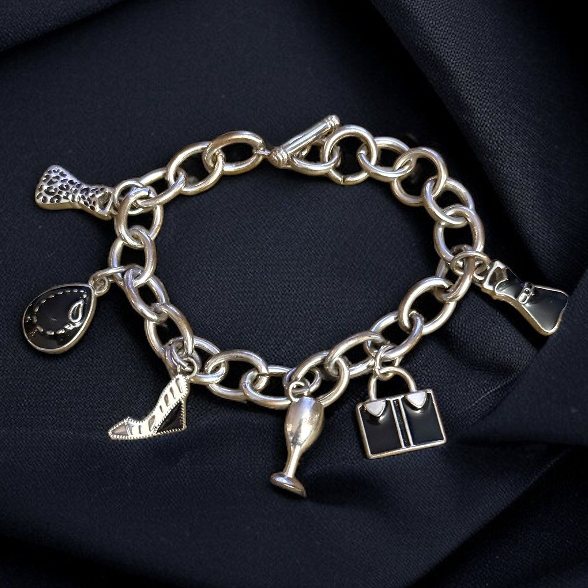 Other Chunky silver tone glam theme charm toggle bracelet Size ONE SIZE - 1 Thumbnail