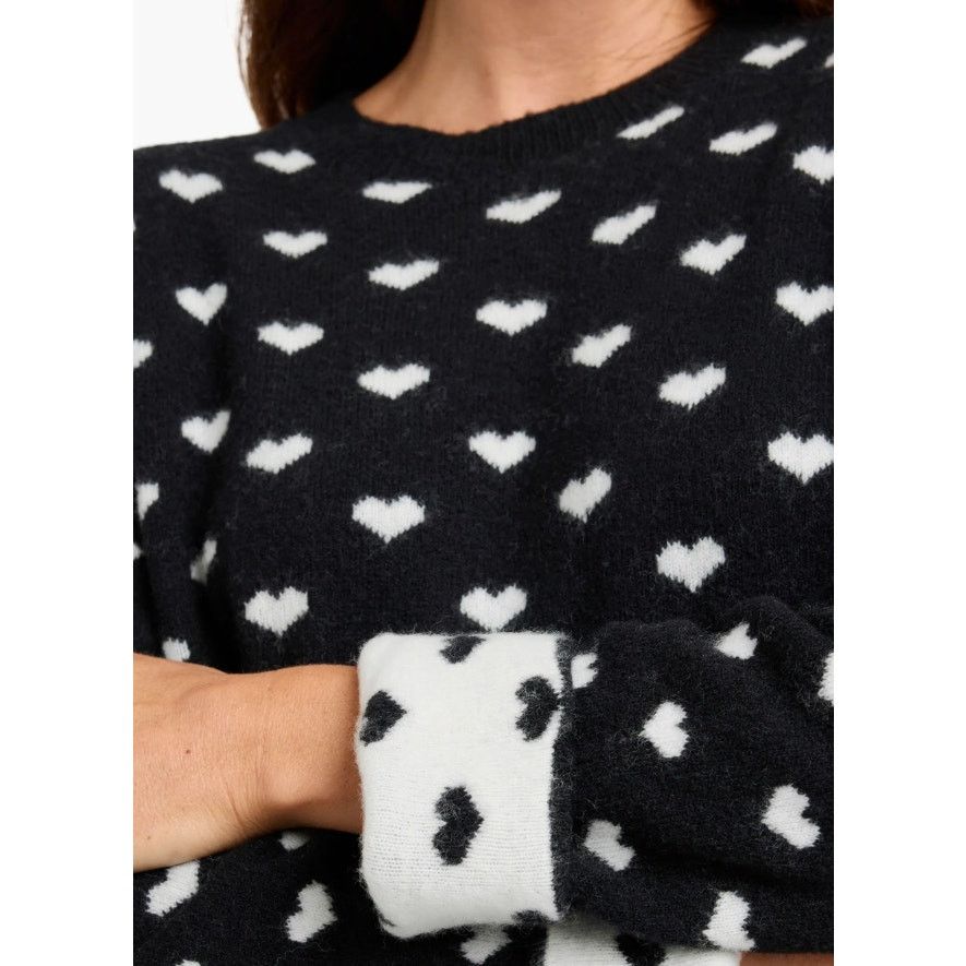 Splendid Splendid Women Black/White Knit Crewneck Sweater Size M Size M / US 6-8 / IT 42-44 - 5 Thumbnail